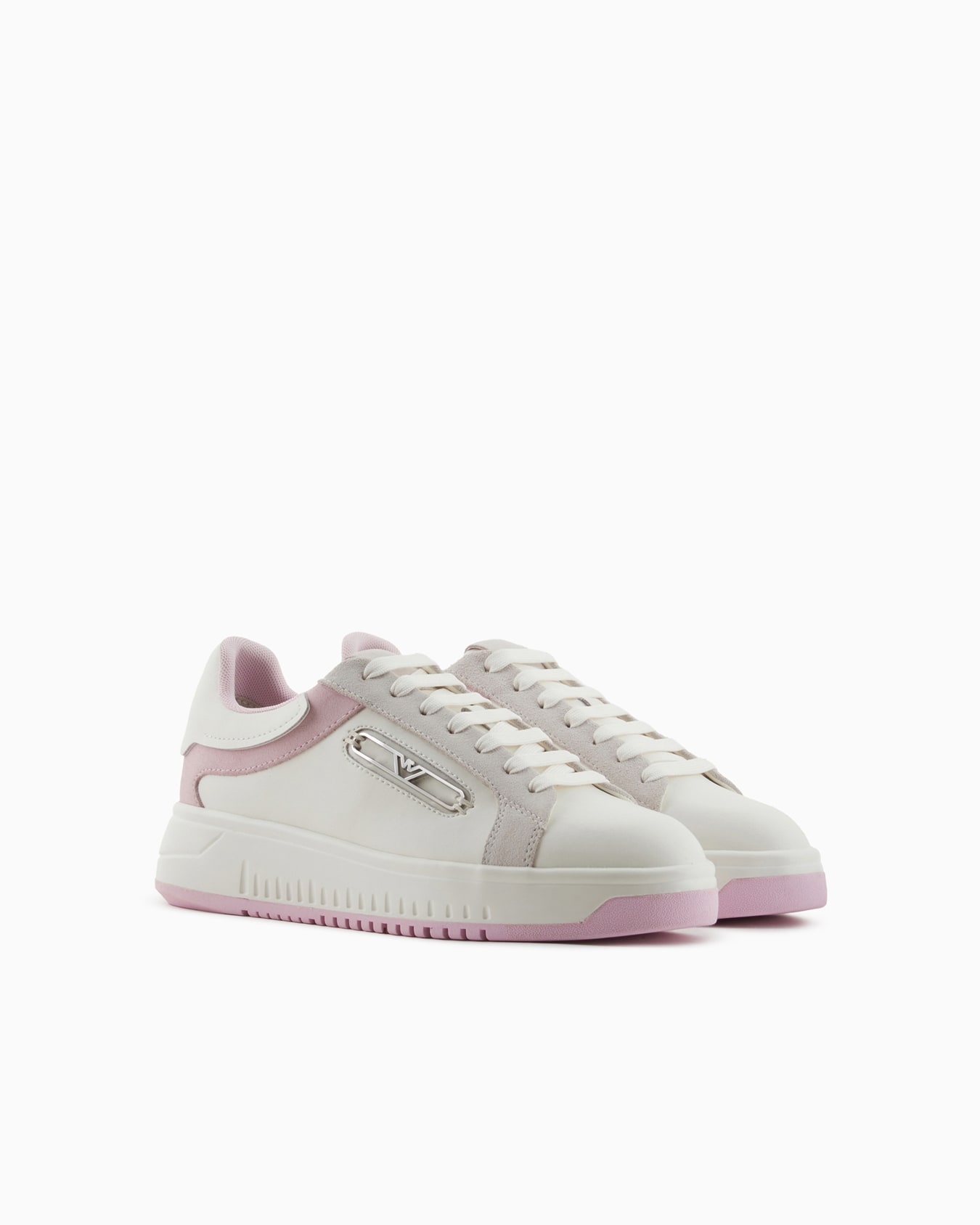 Leather sneakers with suede details and eagle plate Slide 1