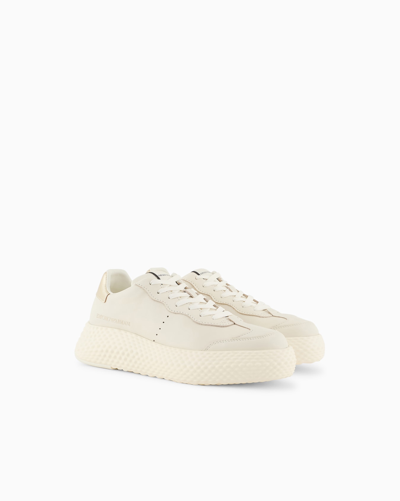 Chunky leather sneakers with gold back Slide 1