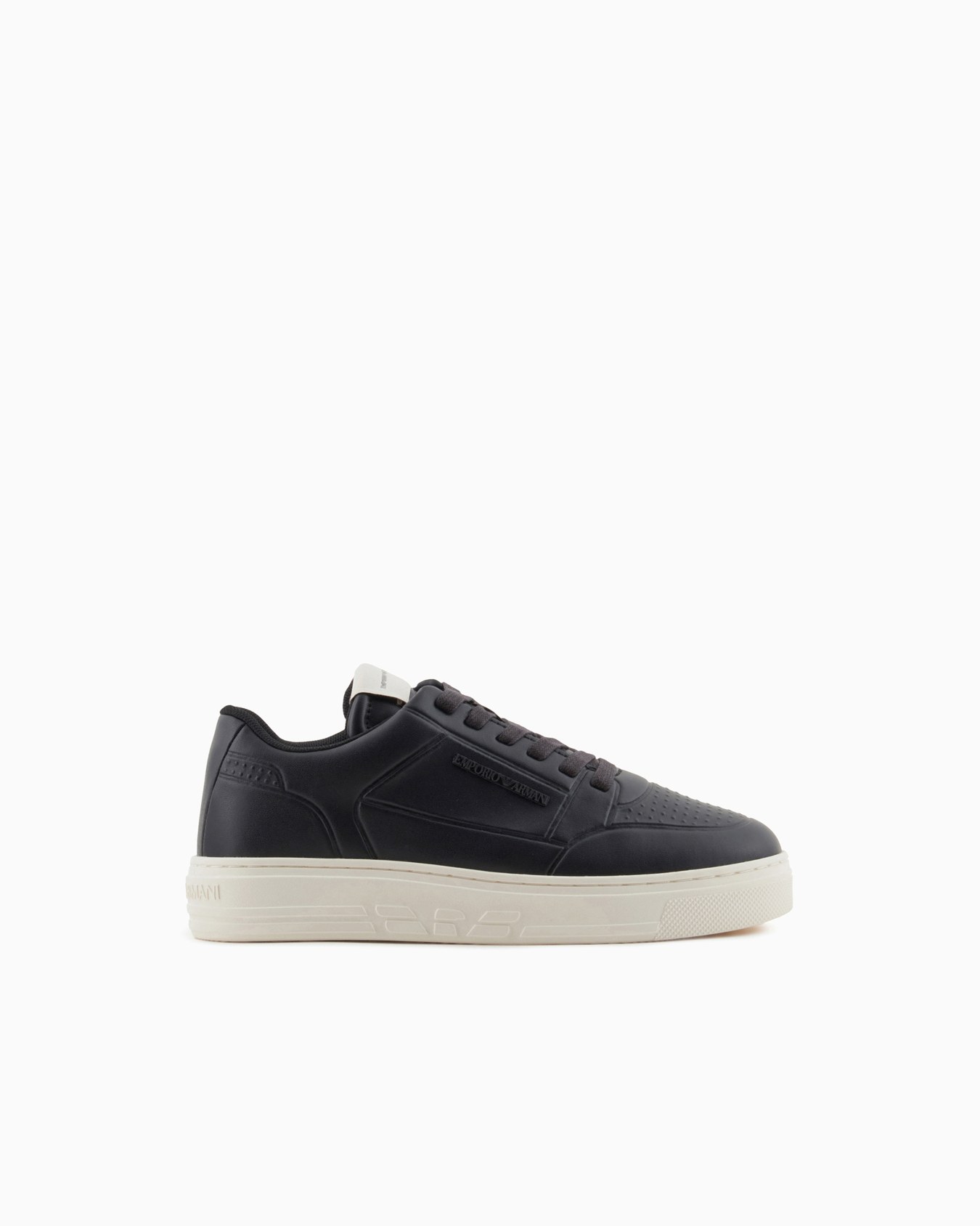 Sneakers en cuir avec détails pailletés thermoformés Diapositive 0