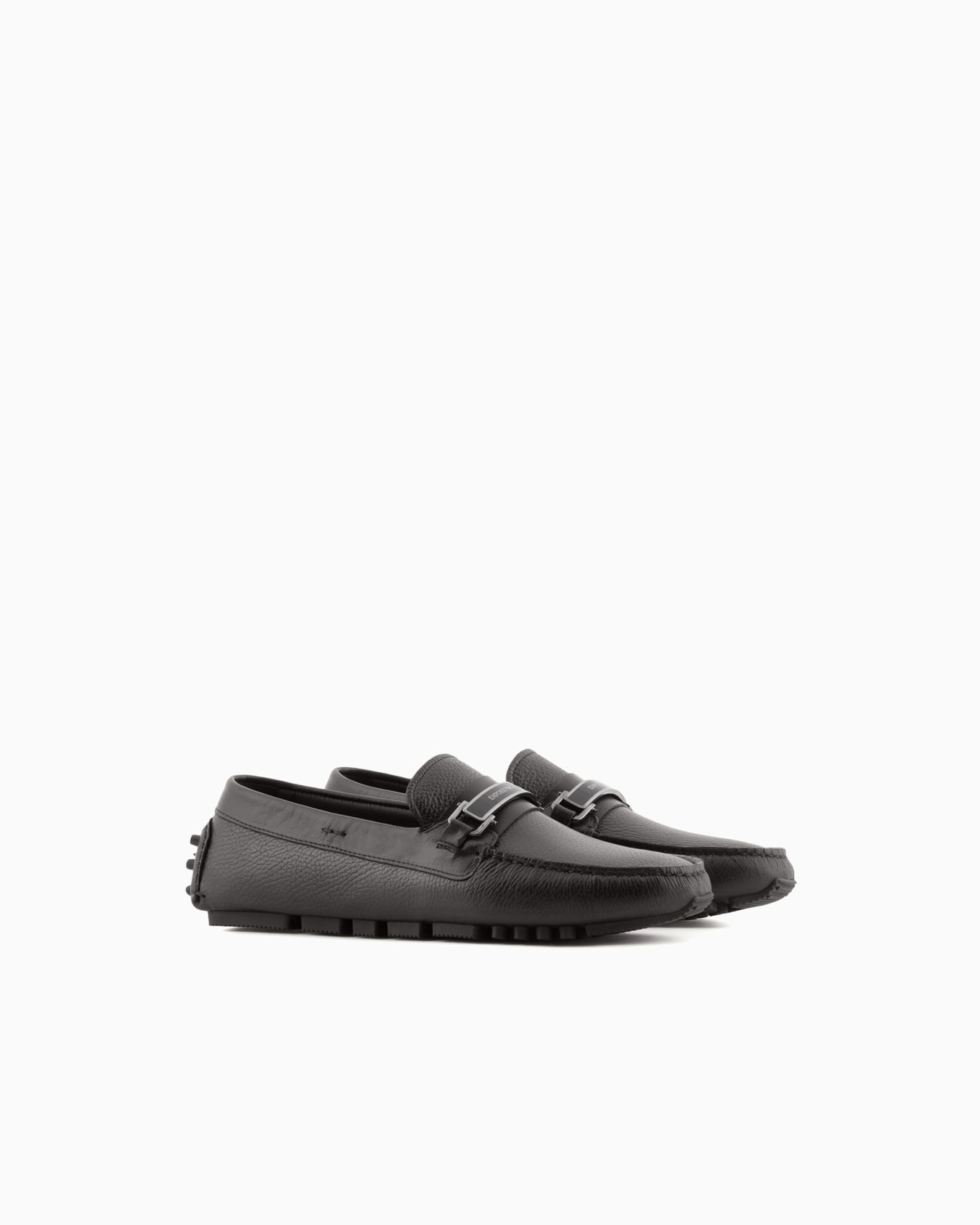 Mocassins driver en cuir grainé avec agrafe Diapositive 1