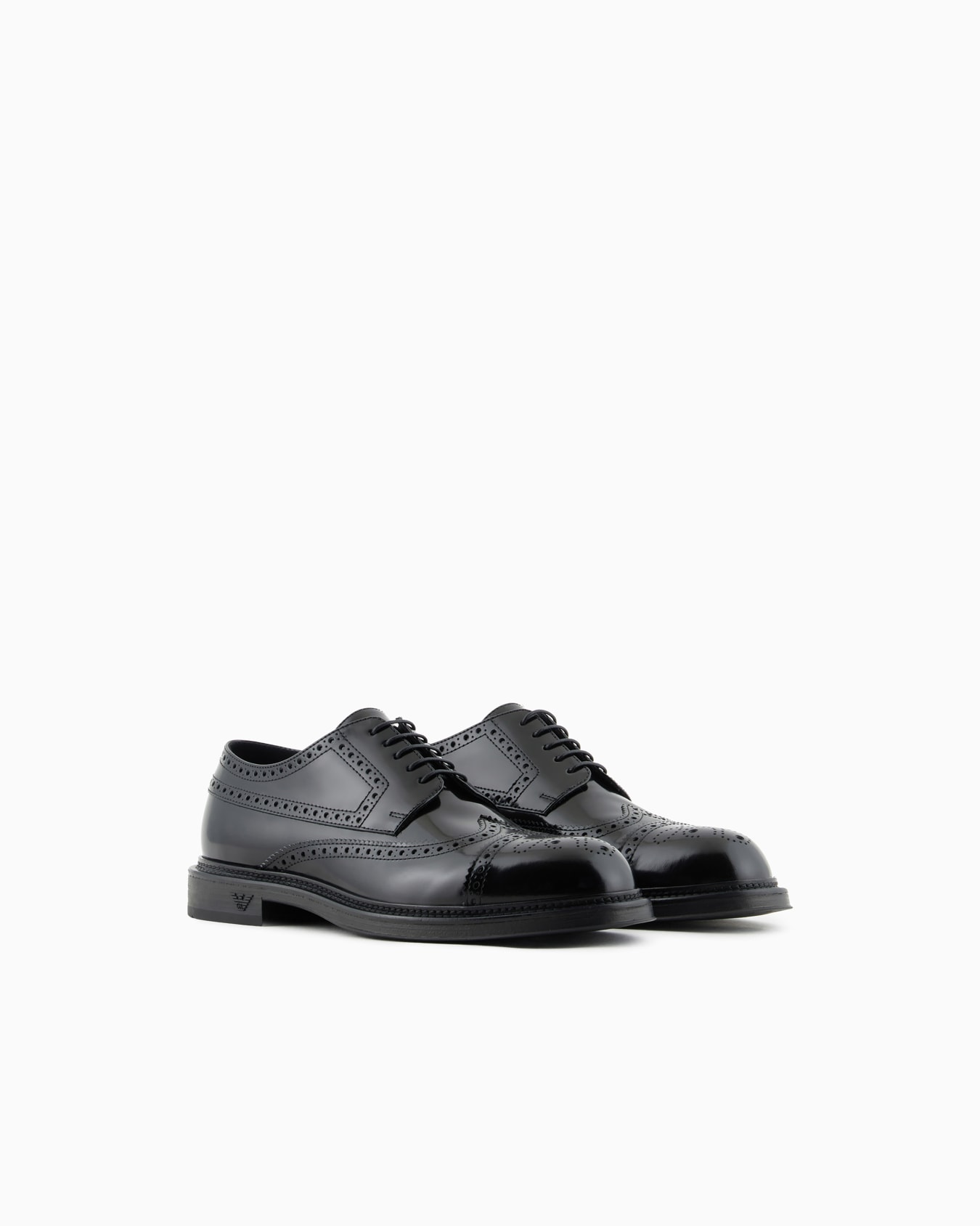 Brushed leather Derby shoes with wingtip perforations Slide 1