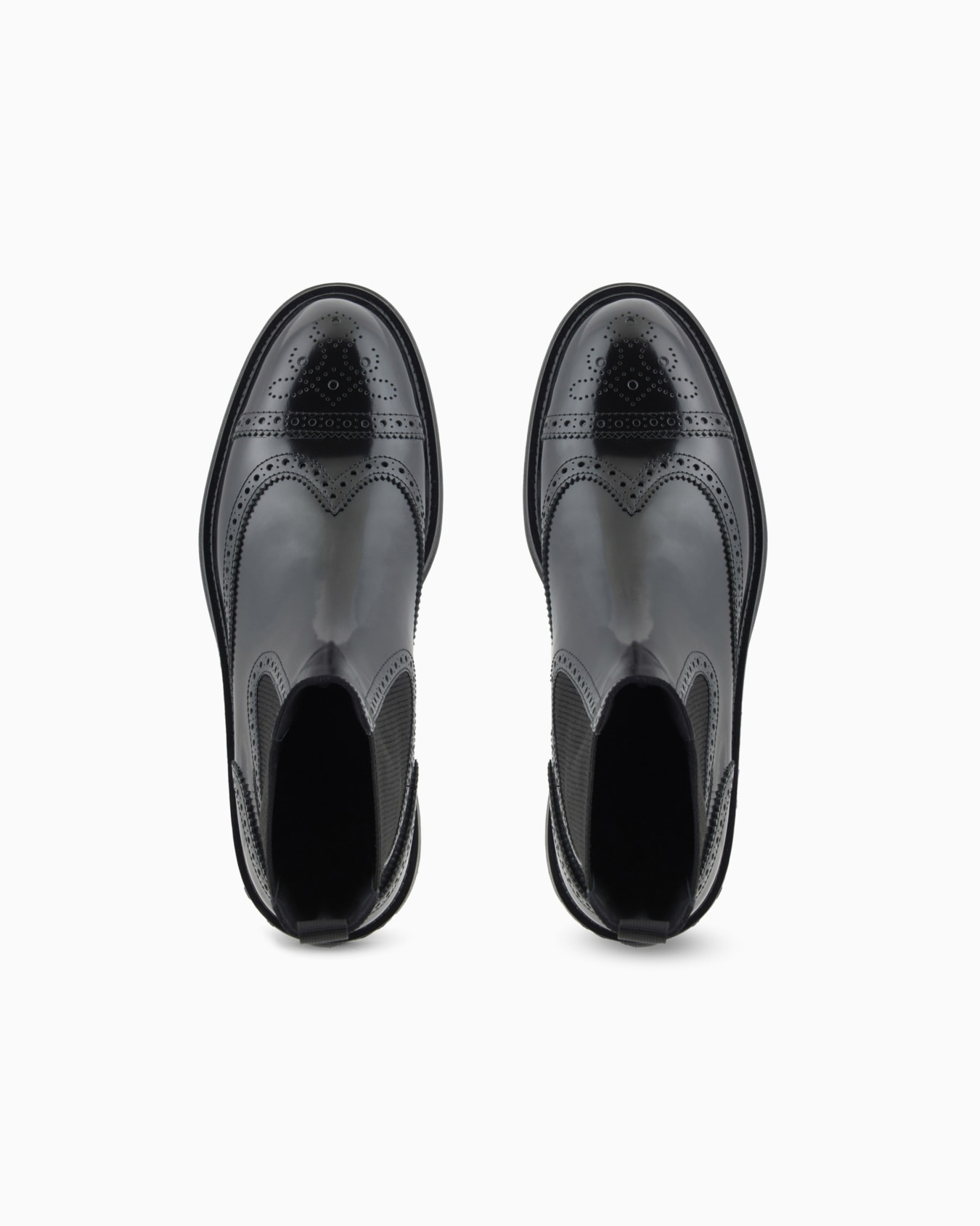 Brushed-leather Beatle boots with wingtip perforations Slide 2