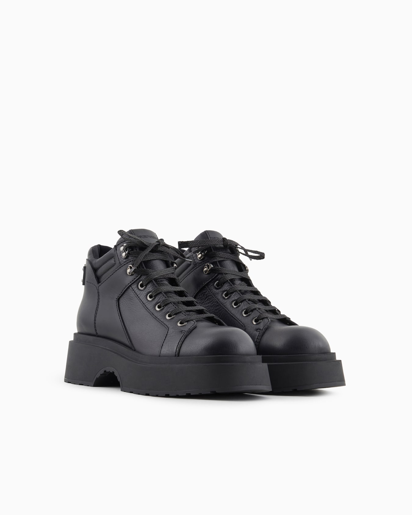 Leather lace-up ankle boots with chunky soles Slide 1