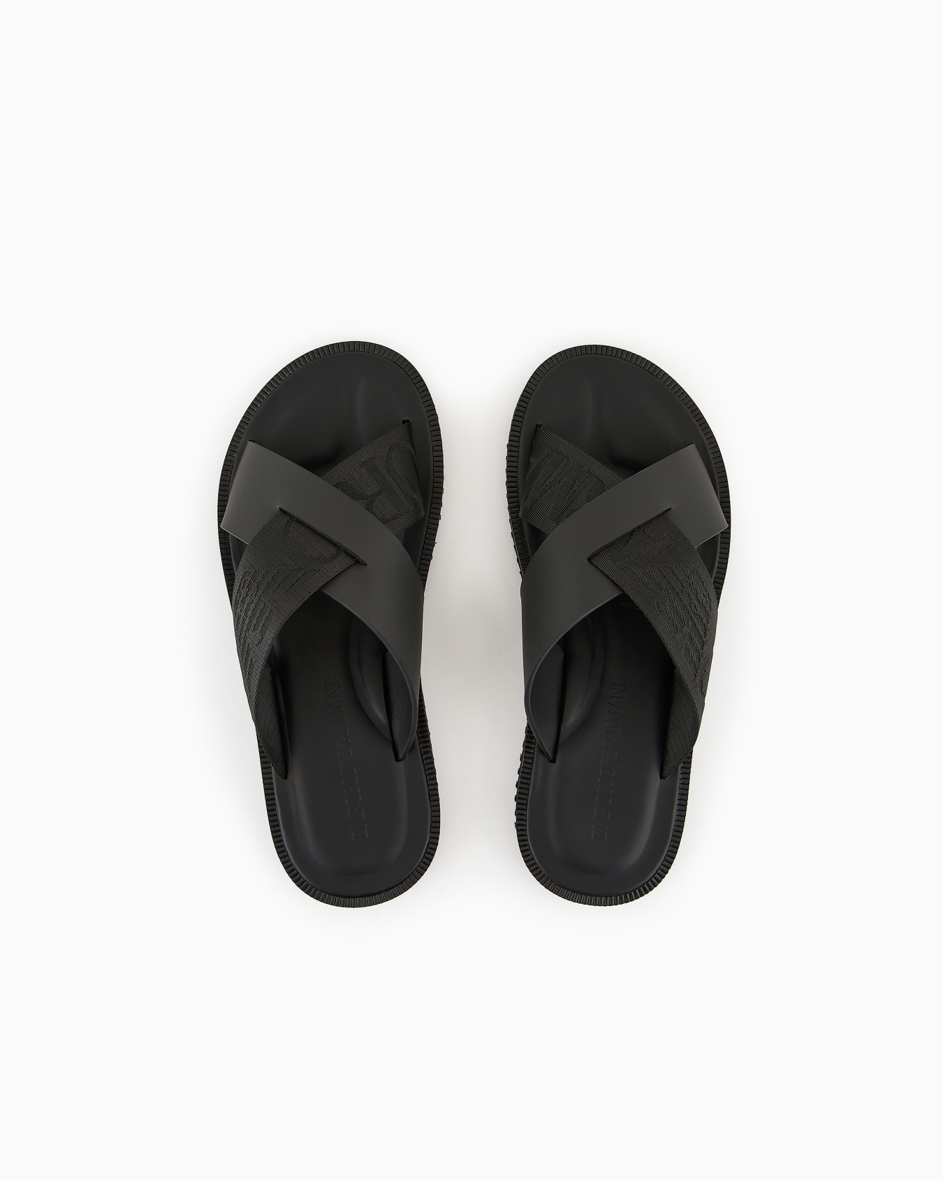 Leather cross-over sandals with logo tape Slide 2