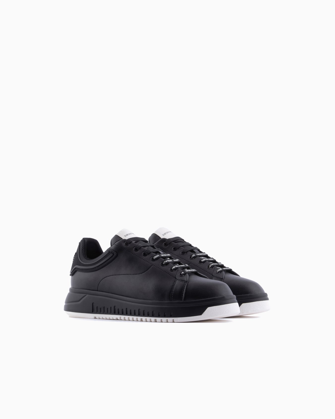 Leather sneakers with rubber back knurled sole Slide 1
