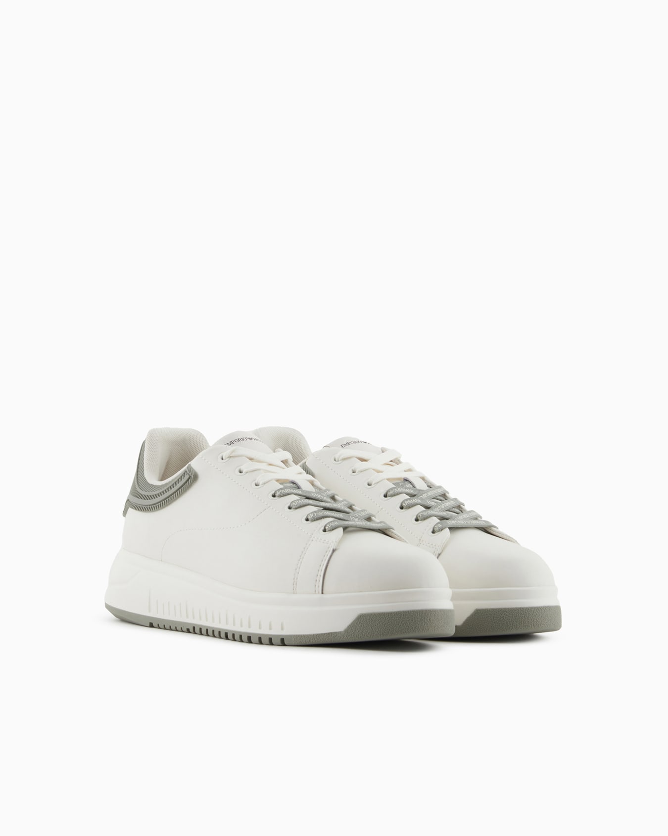 Leather sneakers with rubber back knurled sole Slide 1