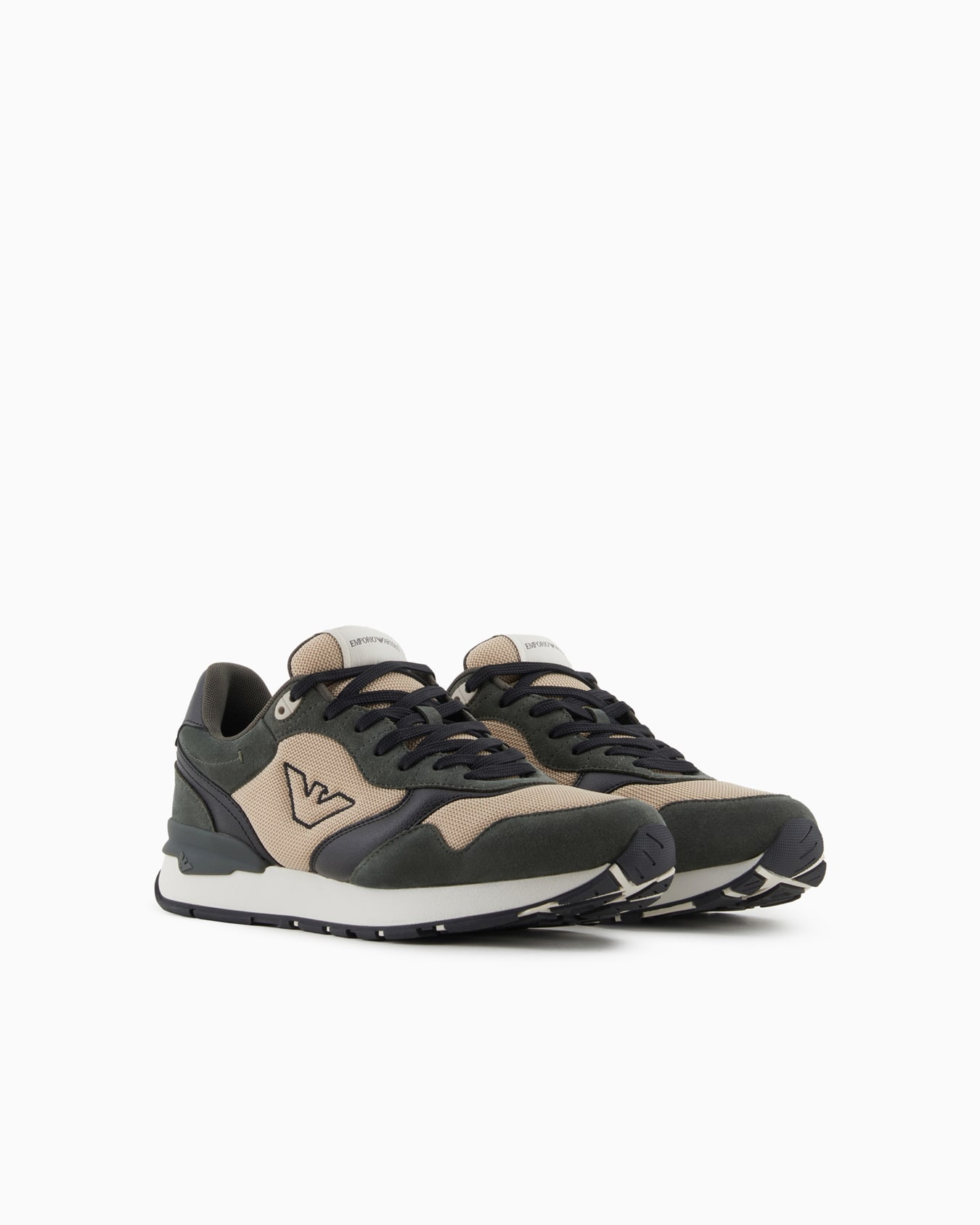 Mesh and suede sneakers with side eagle Slide 1