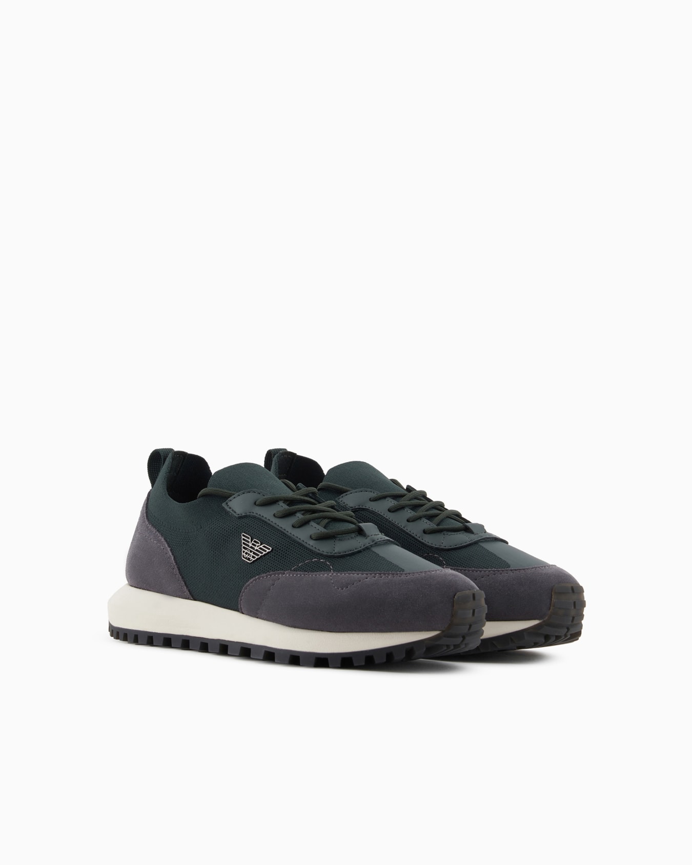 Knit sneakers with suede details Slide 1