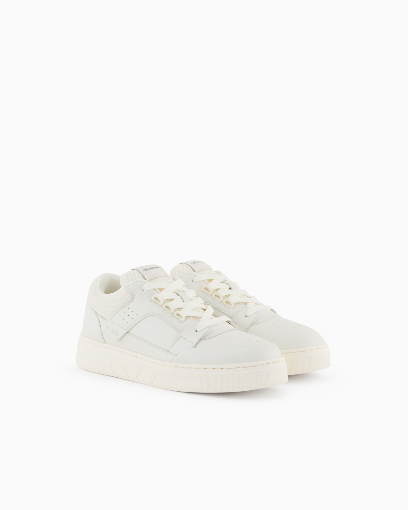 Leather and mesh sneakers with contrasting details Slide 1