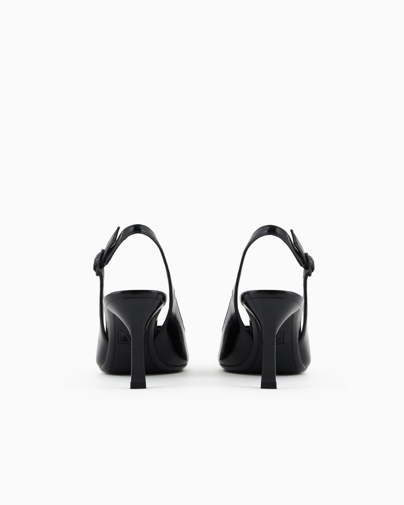 Patent leather heeled slingback with logo Slide 3