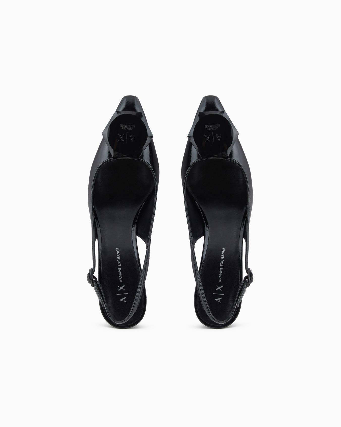 Patent leather heeled slingback with logo Slide 2