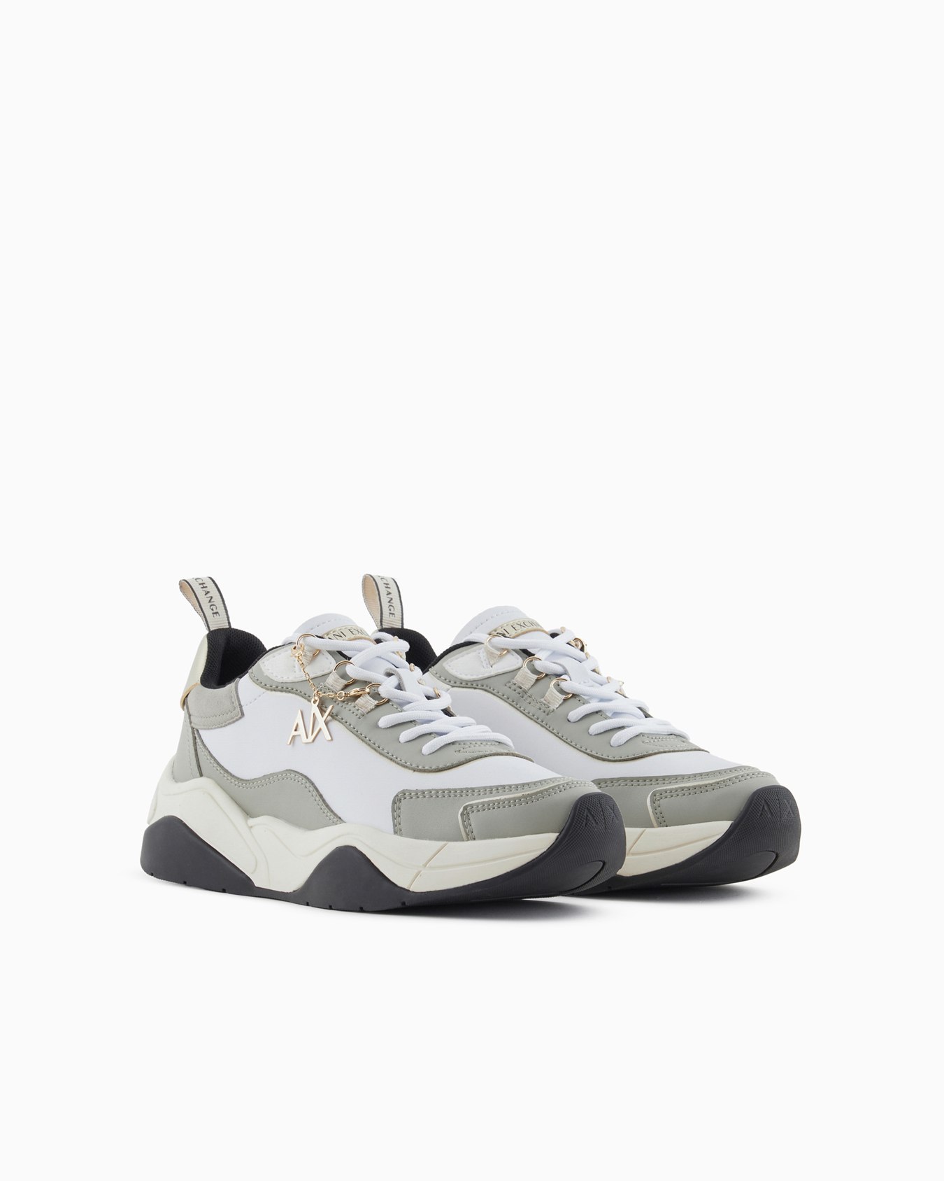 Leather sneakers with logo application Slide 1