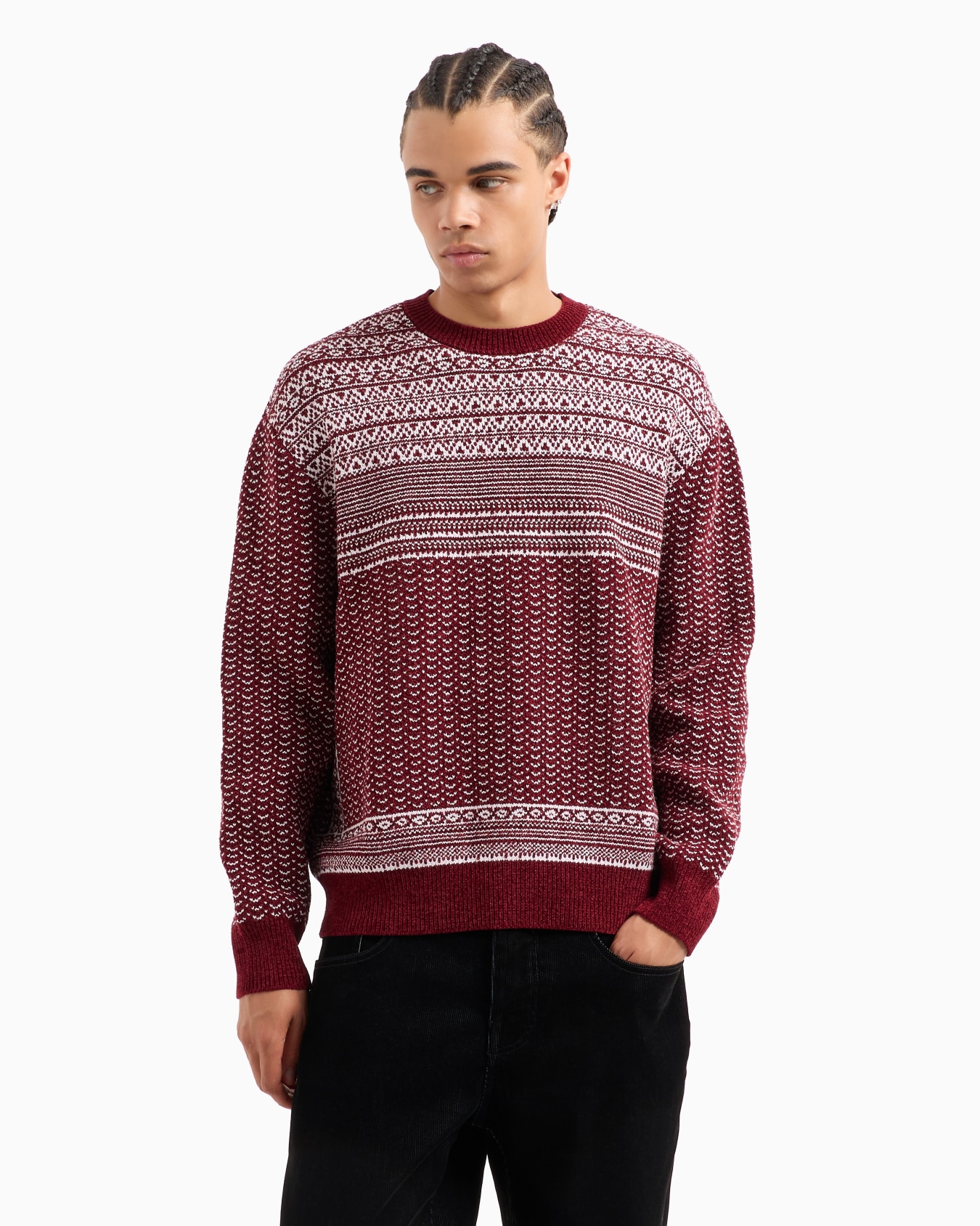 Pull à motif tricot bicolore Diapositive 1