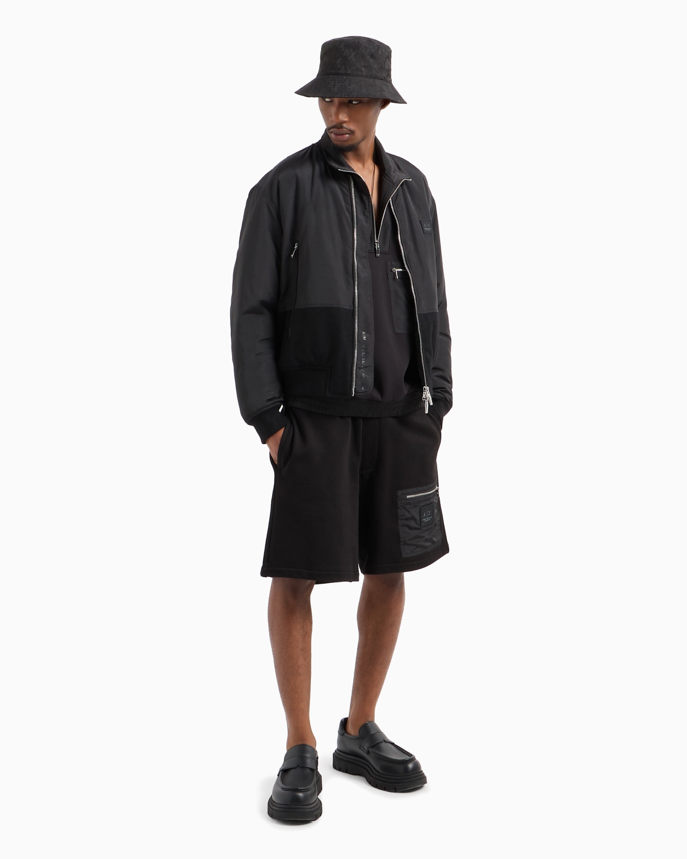 Bomber jacket in opaque fabric with velvet insert Slide 4