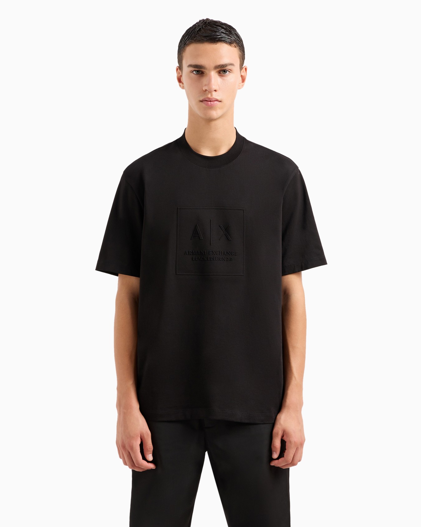 Regular fit T-shirt with maxi logo embroidery Slide 1