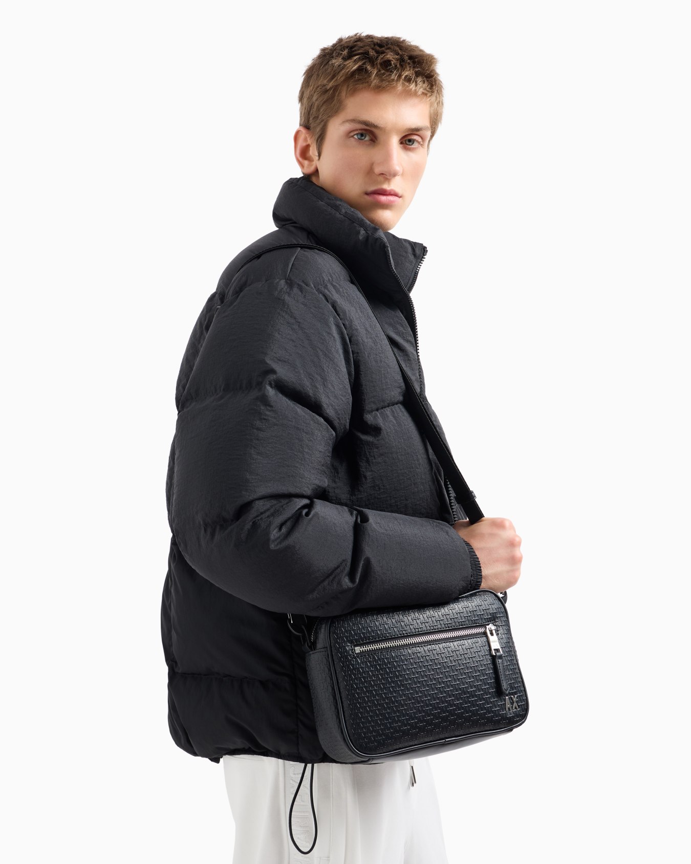 Shoulder bag with allover monogram logo Slide 5