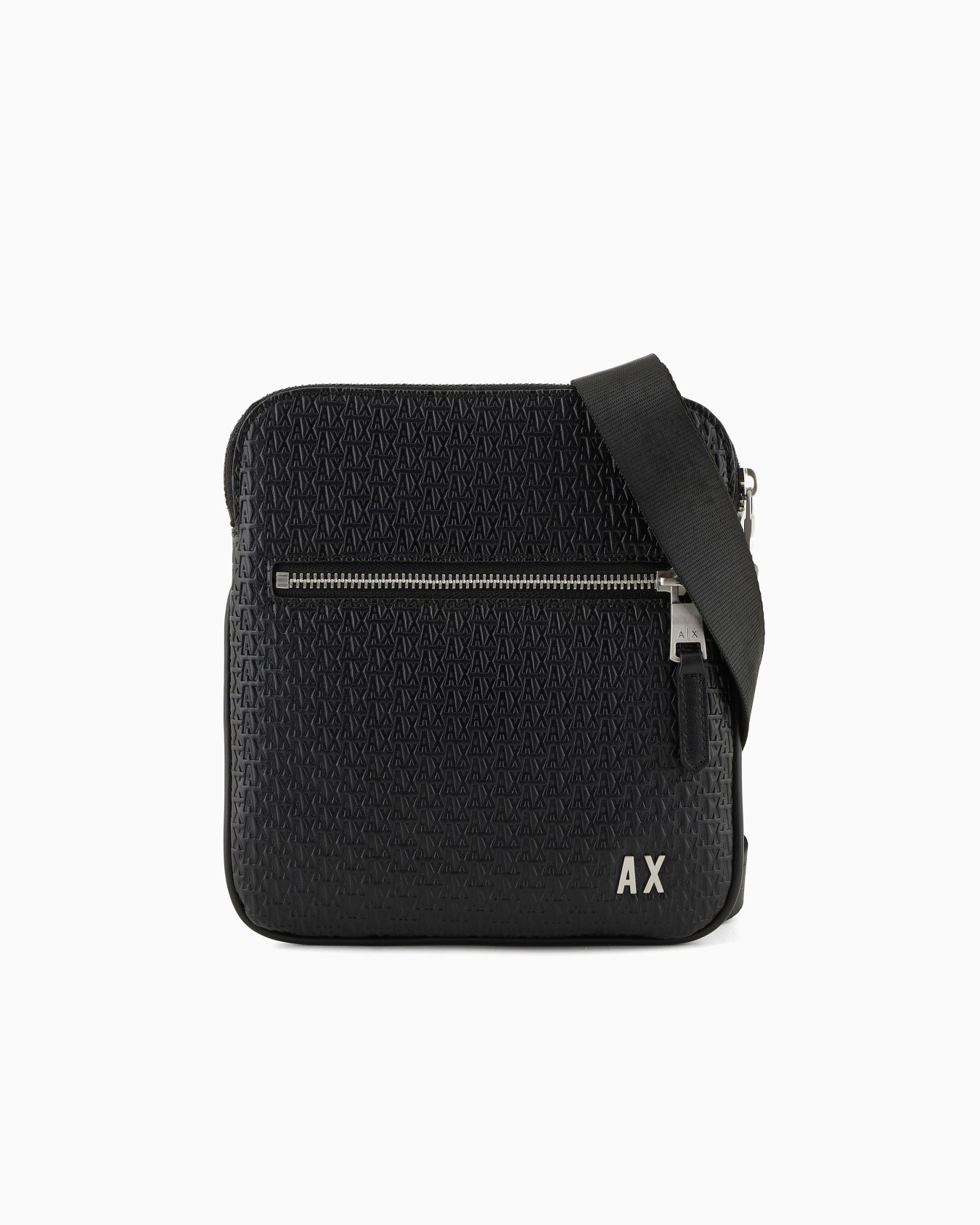 Borsa a tracolla piatta con logo in rilievo su tutta la superficie Slide 0