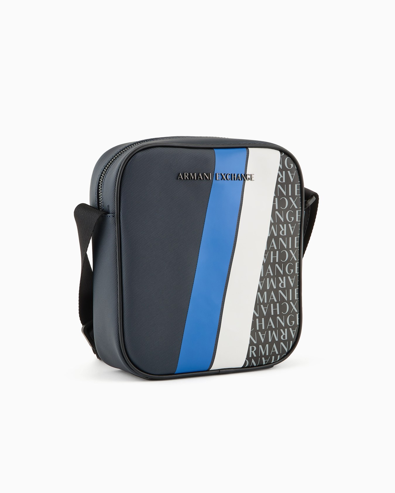 Shoulder bag with colored bands and logo print Slide 1