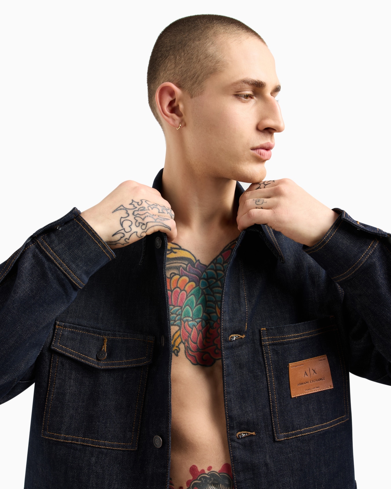 Denim jacket with logo patch Slide 4