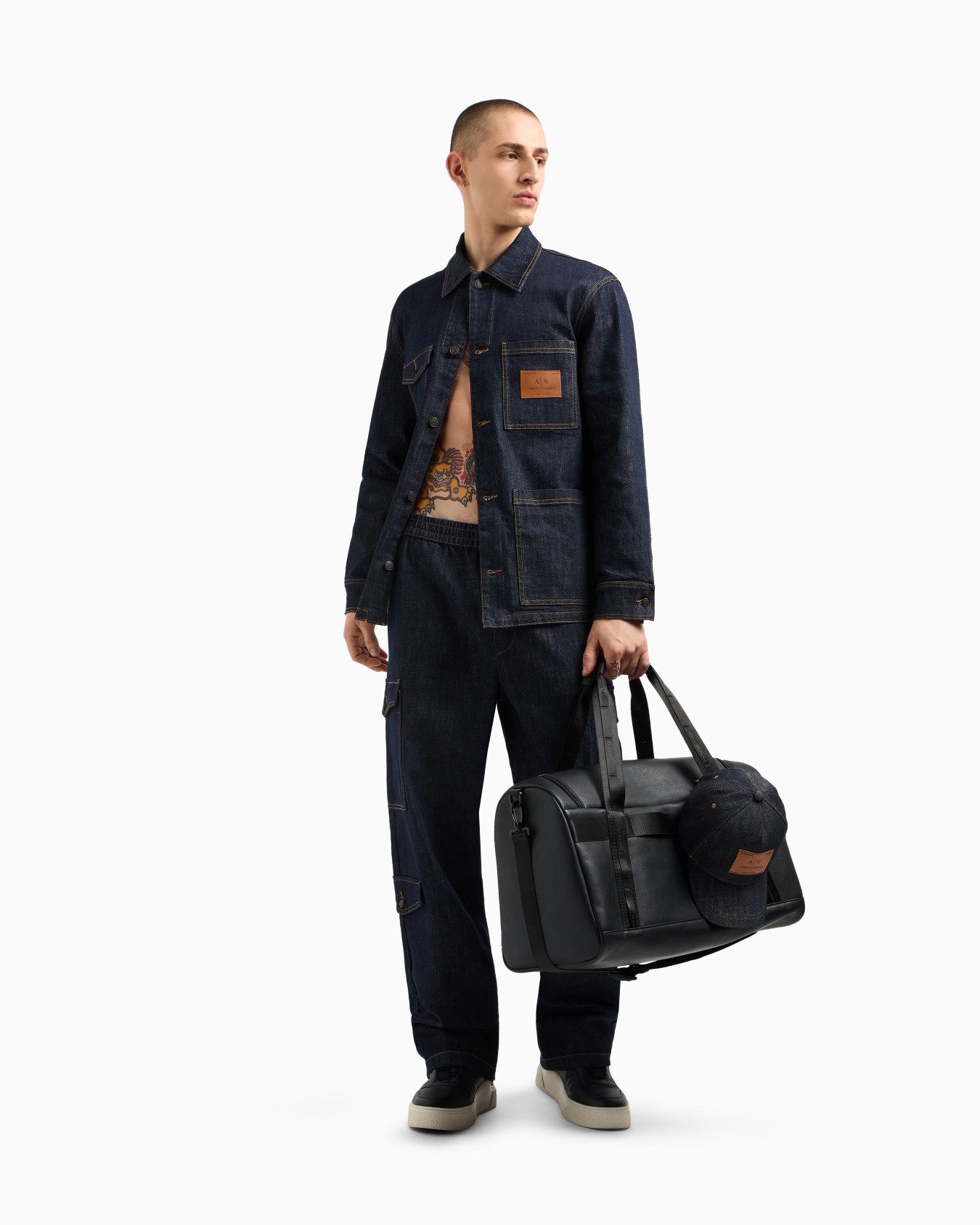 Denim jacket with logo patch Slide 1