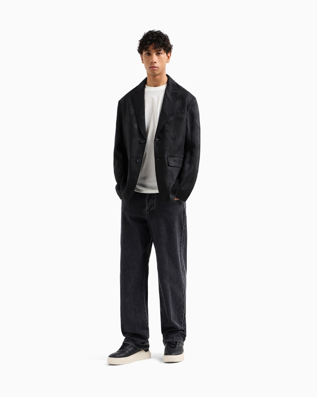 Single-breasted camouflage lyocell jacket Slide 1