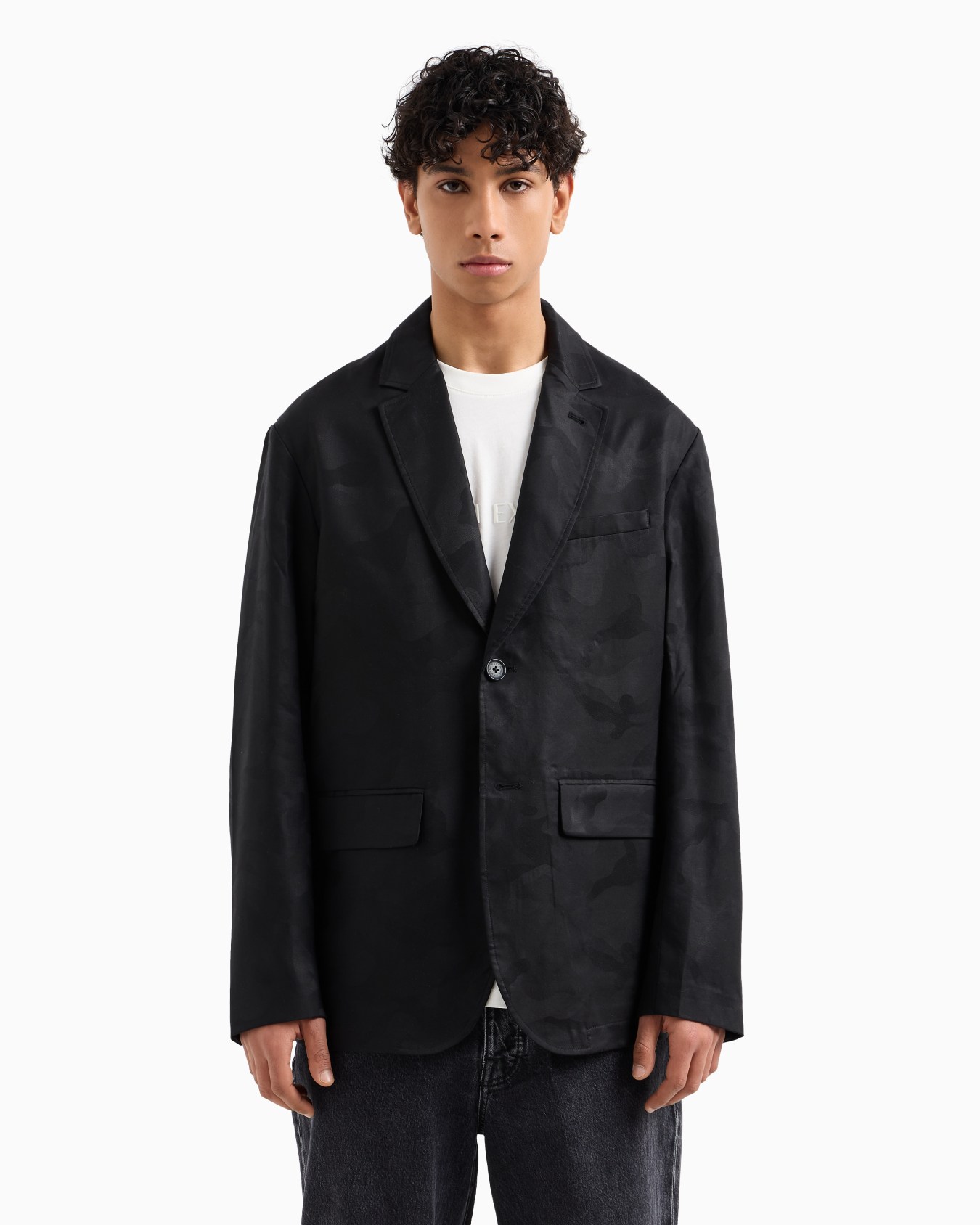 Single-breasted camouflage lyocell jacket Slide 3