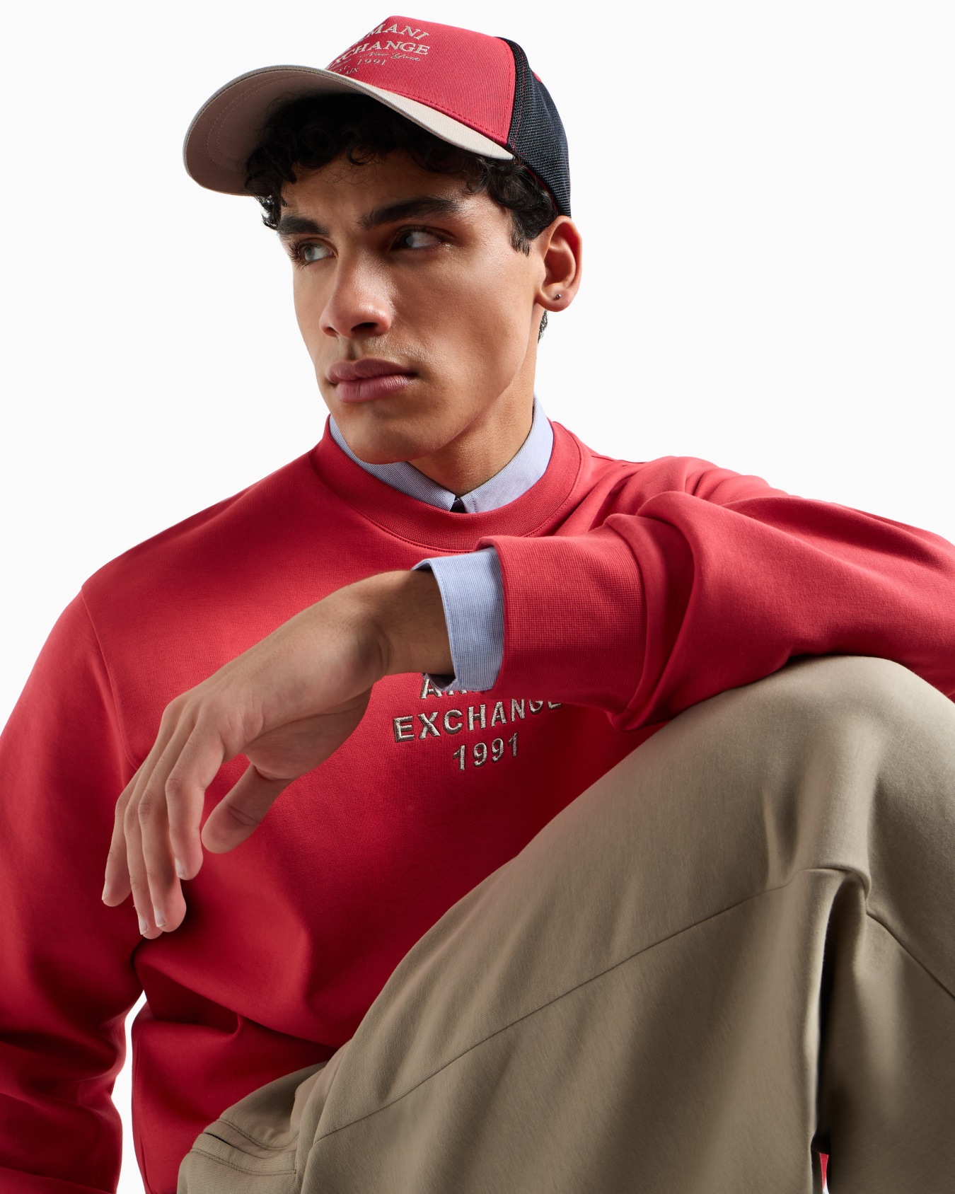 Crewneck sweatshirt in bonded stretch fabric Slide 4