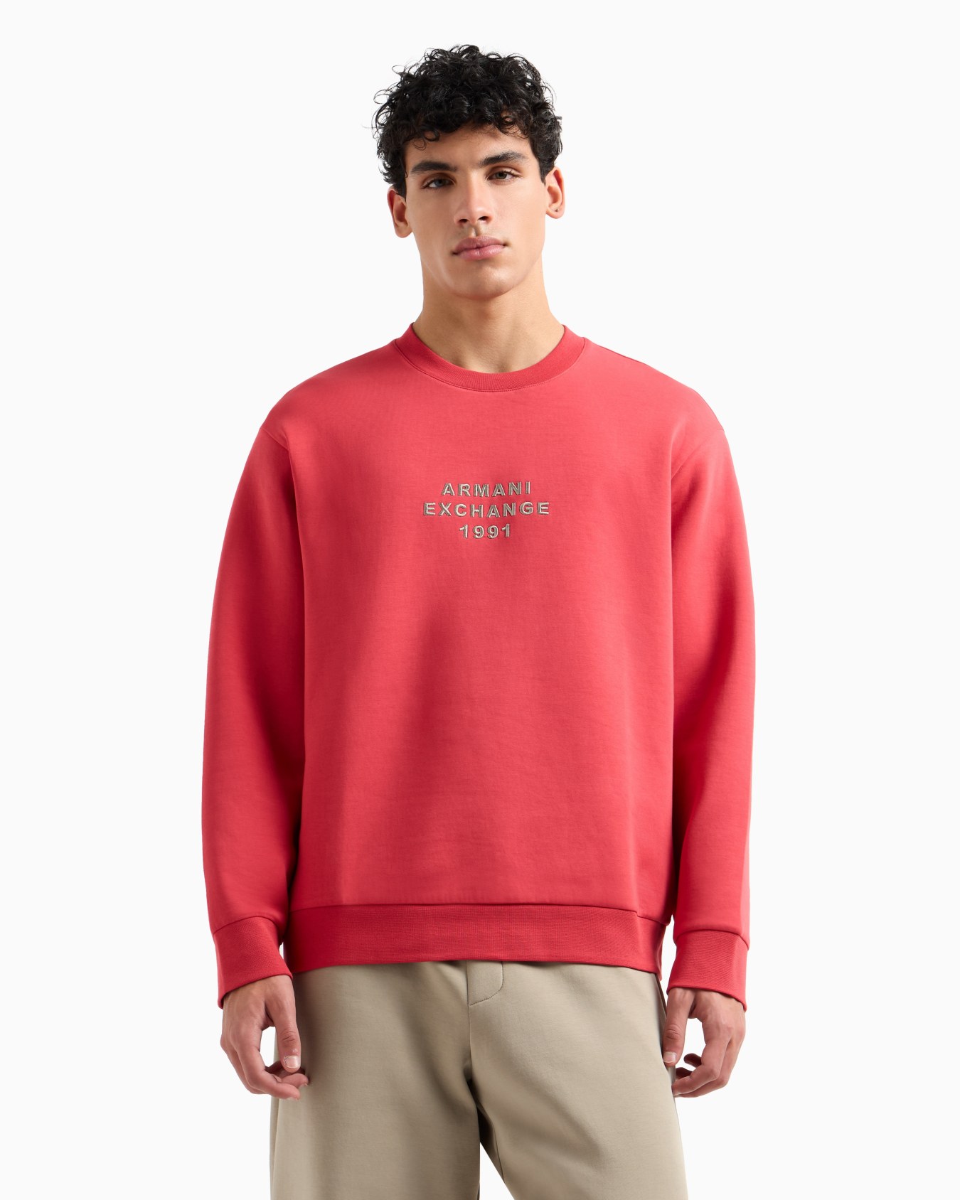 Crewneck sweatshirt in bonded stretch fabric Slide 3