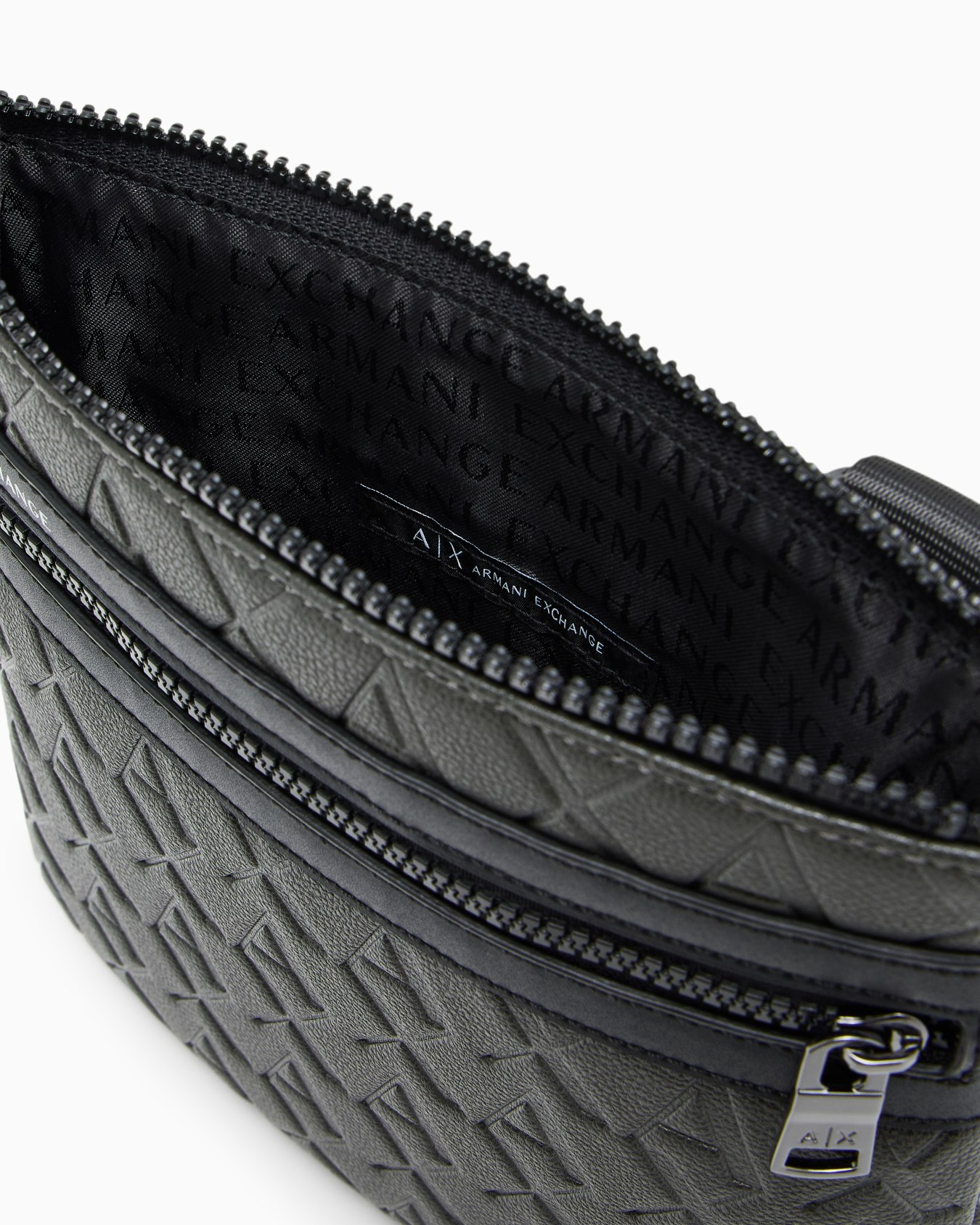 Flat shoulder bag with allover logo Slide 3