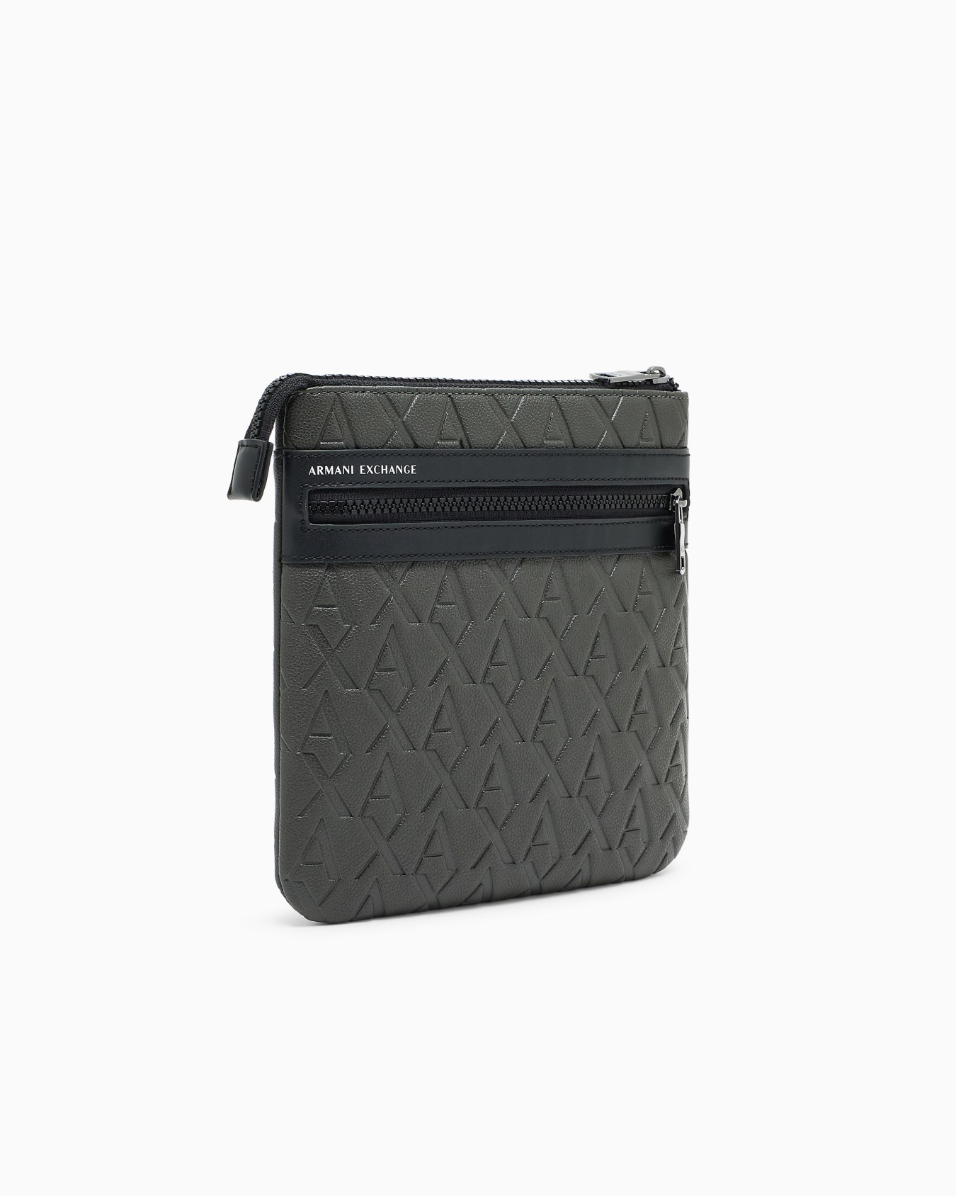 Flat shoulder bag with allover logo Slide 1