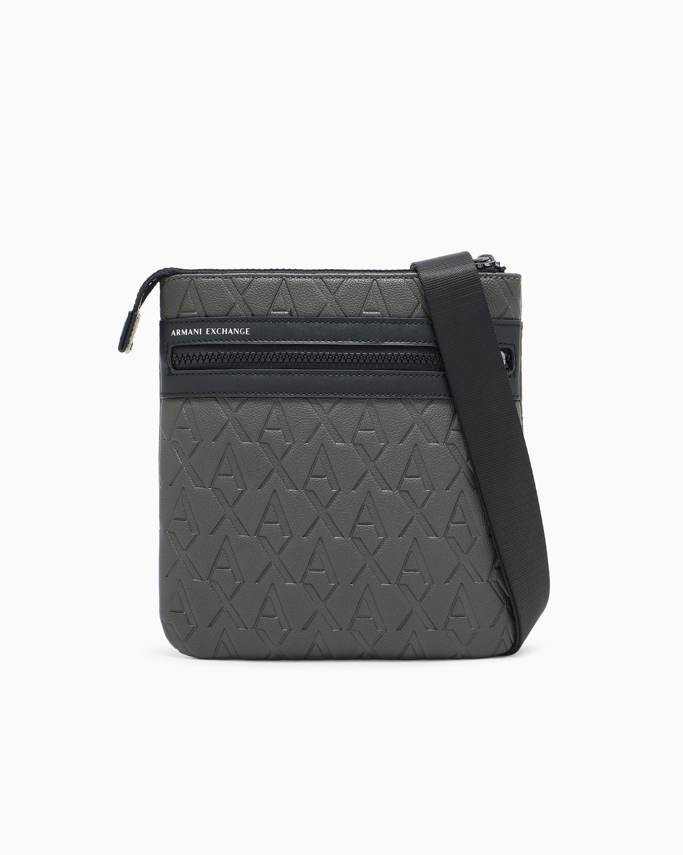 Flat shoulder bag with allover logo Slide 0