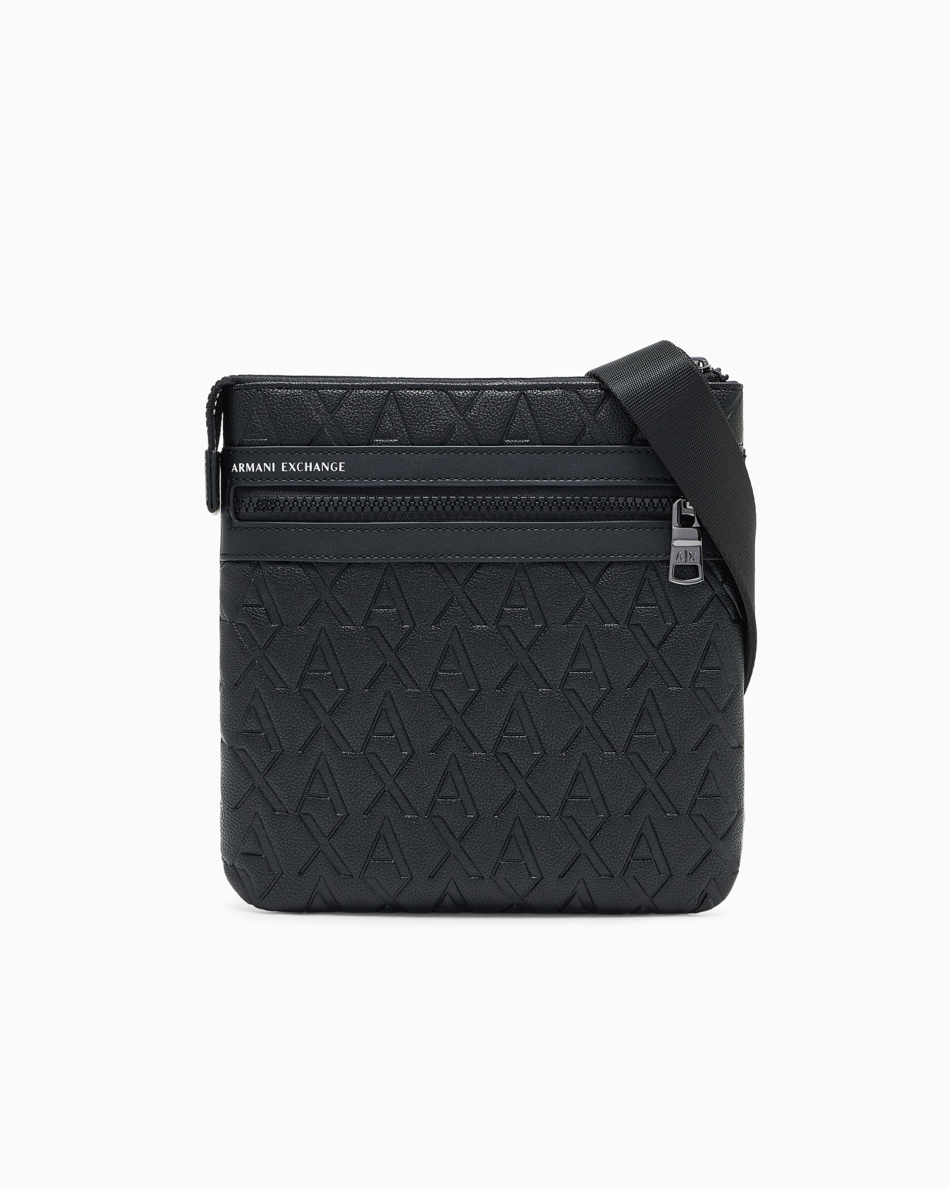 Flat shoulder bag with allover logo Slide 0