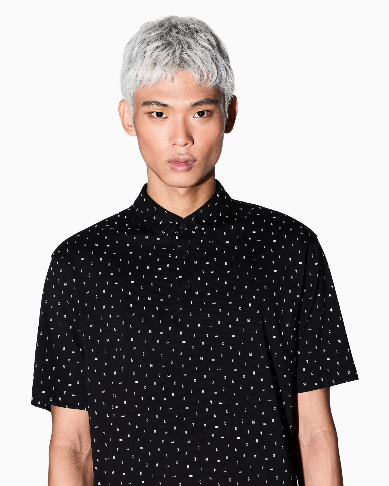 Regular fit polo shirt with lettering pattern Slide 4
