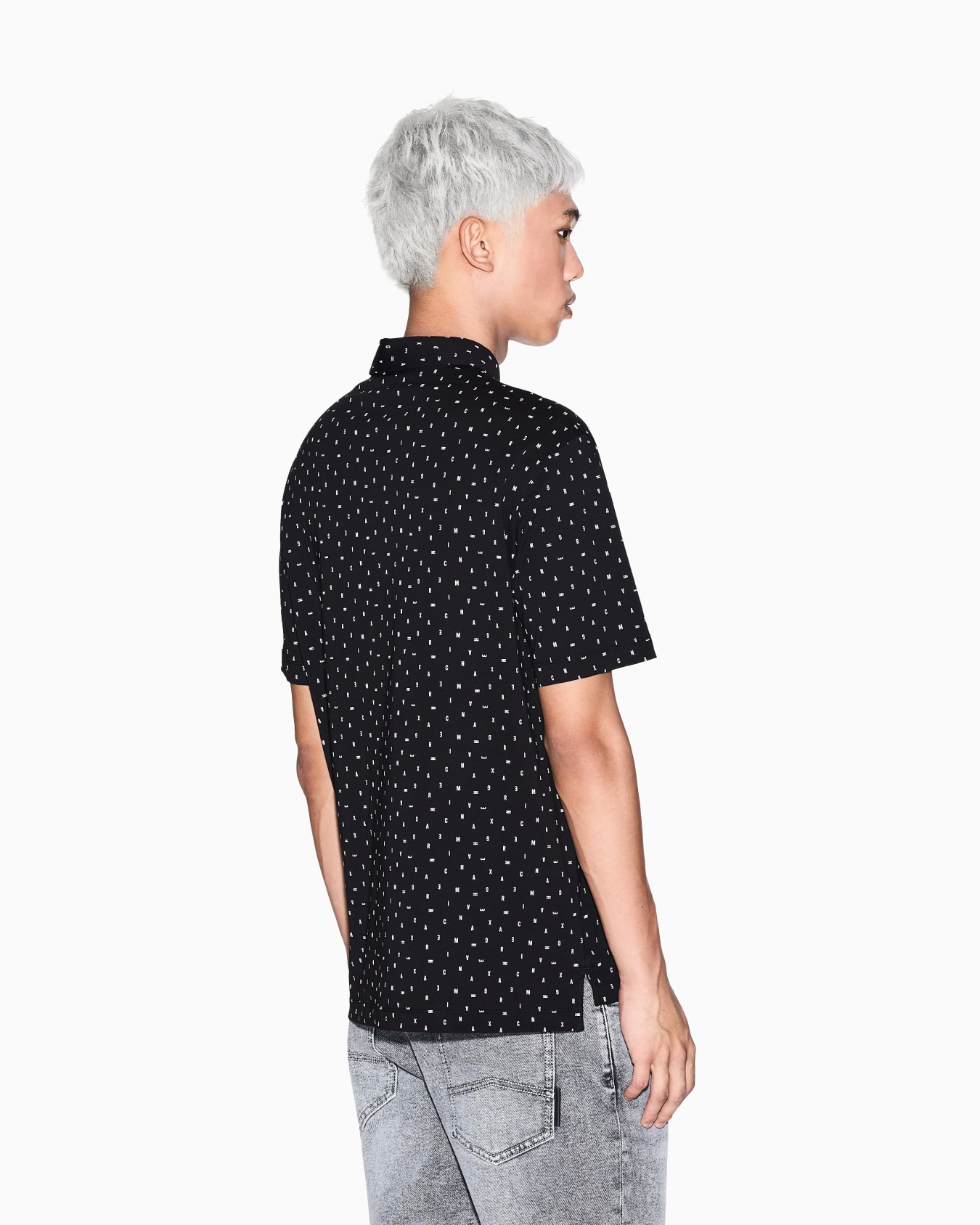 Regular fit polo shirt with lettering pattern Slide 2