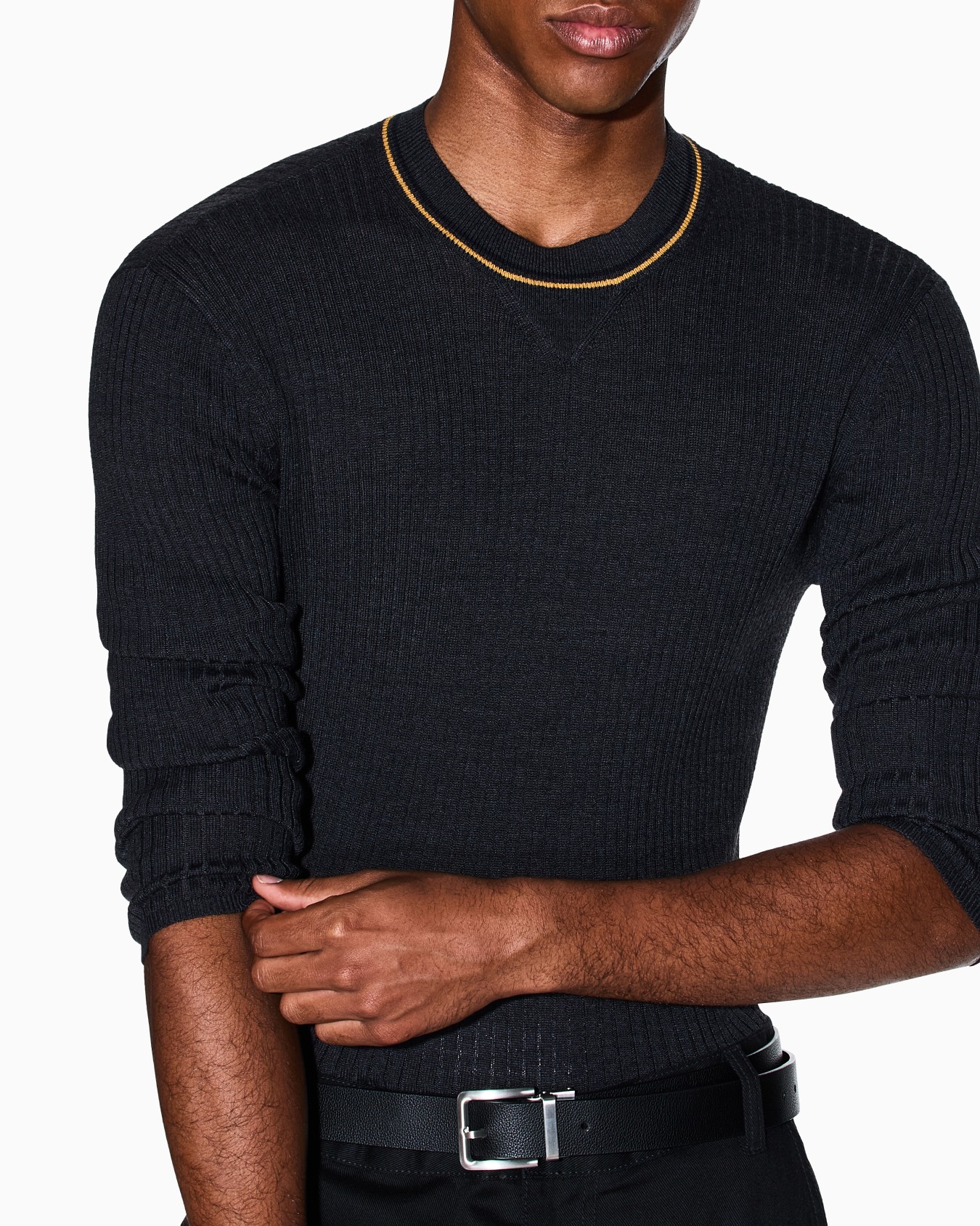 Crew neck sweater with contrasting profile Slide 4