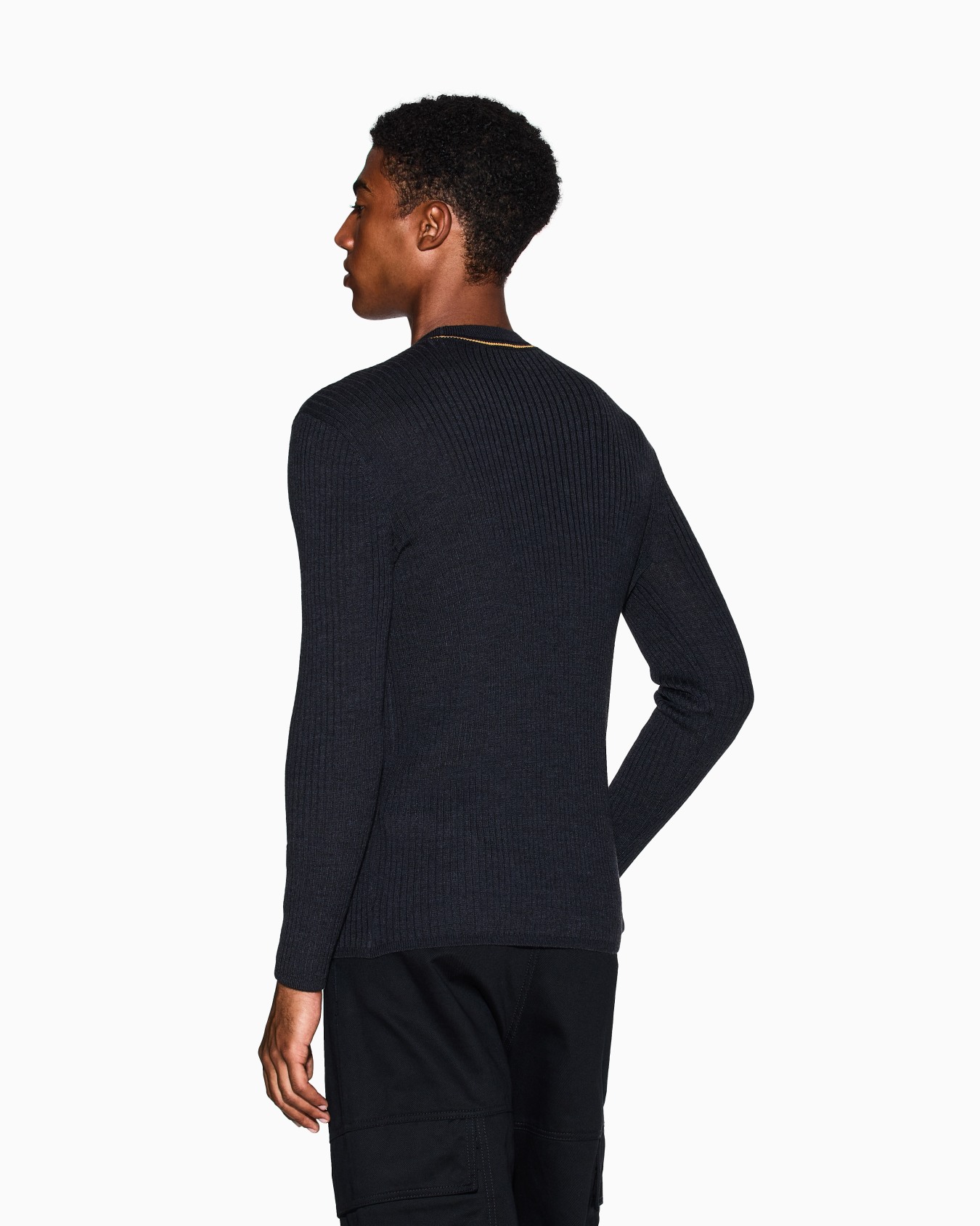 Crew neck sweater with contrasting profile Slide 2