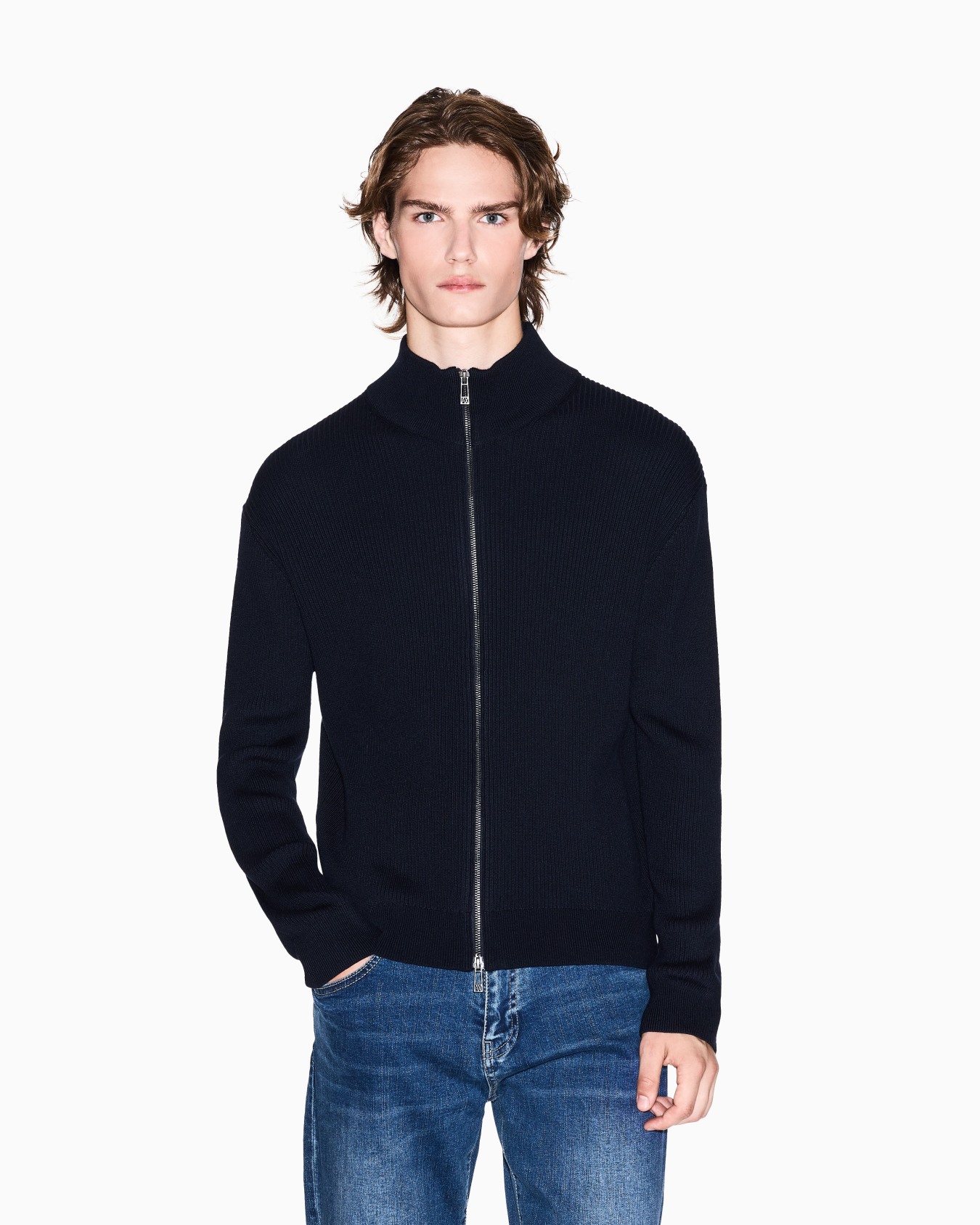 Full zip ribbed cardigan Slide 3