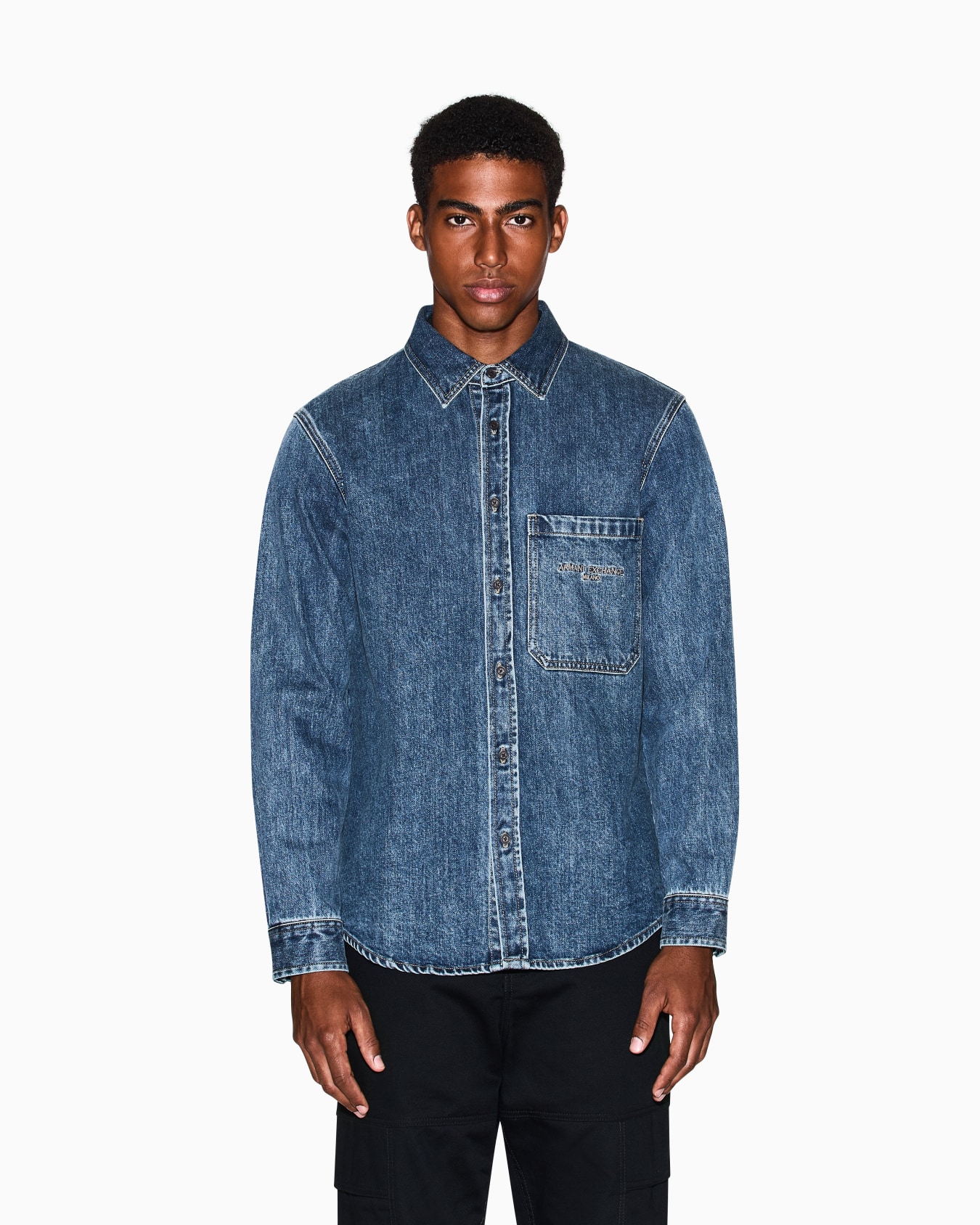 Regular fit cotton denim shirt Slide 3
