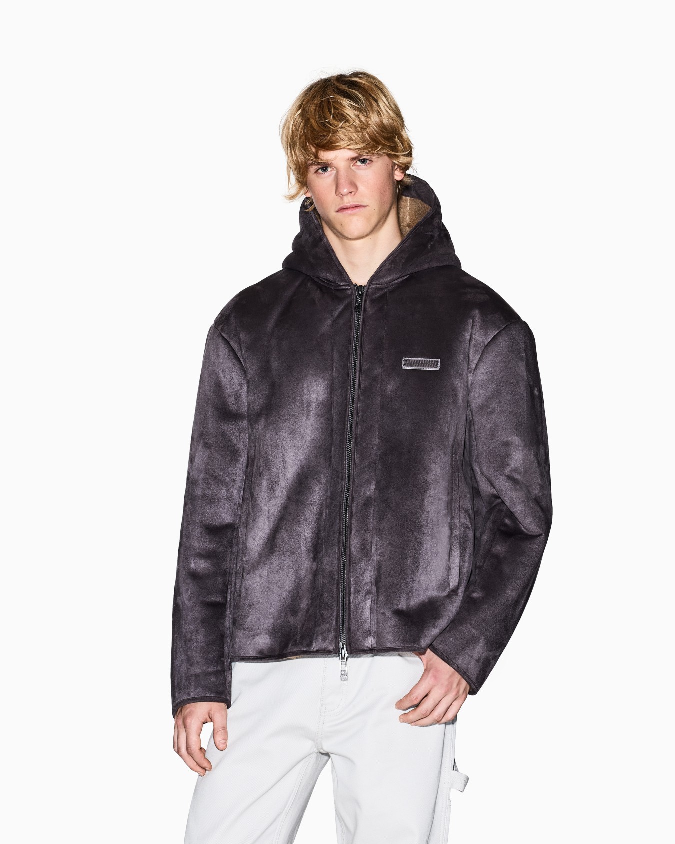 Eco suede hooded jacket Slide 3