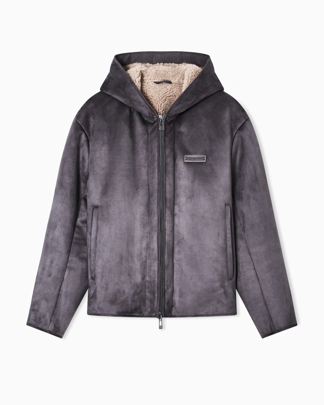 Eco suede hooded jacket Slide 0