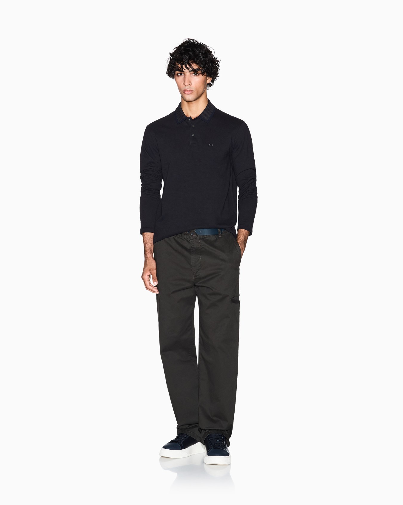 Regular fit long-sleeved polo shirt Slide 1