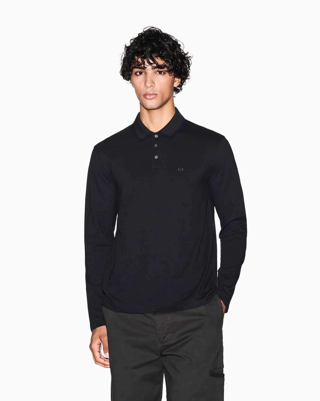 Regular fit long-sleeved polo shirt Slide 3