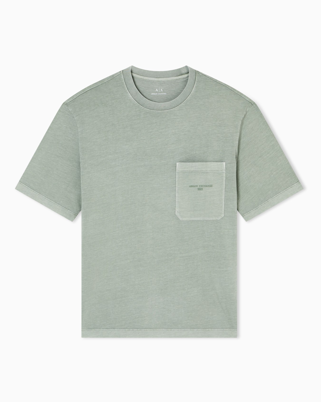 パッチポケットディテール ガーメントダイ 半袖クルーネックTシャツ スライドする 0
