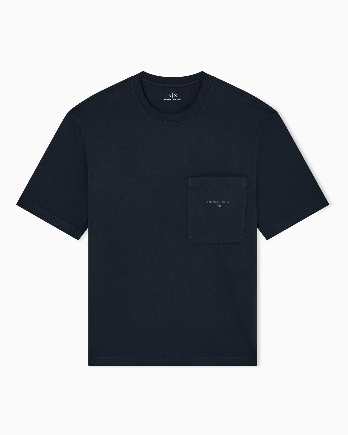 パッチポケットディテール ガーメントダイ 半袖クルーネックTシャツ スライドする 0