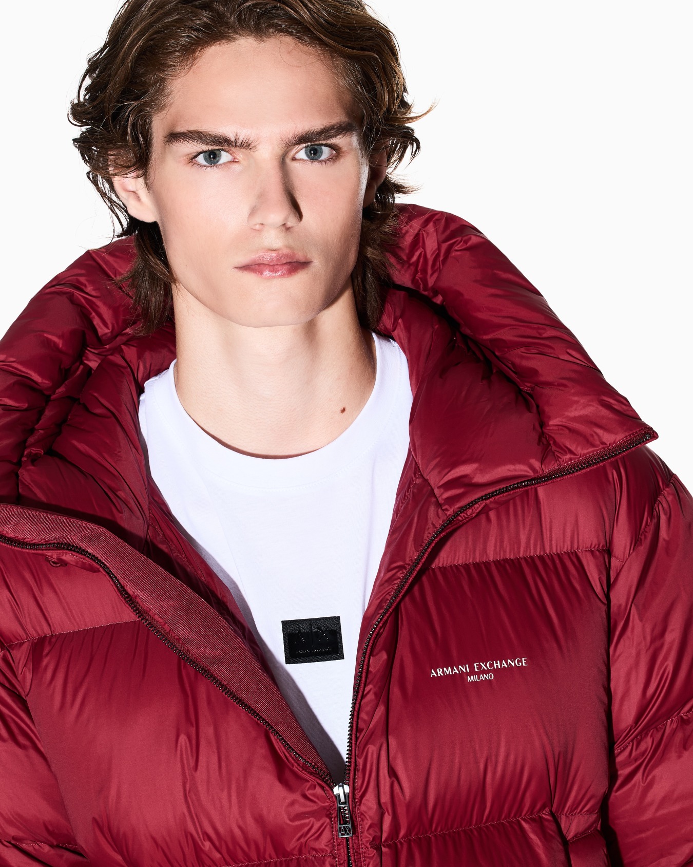 Satin hooded down jacket Slide 5