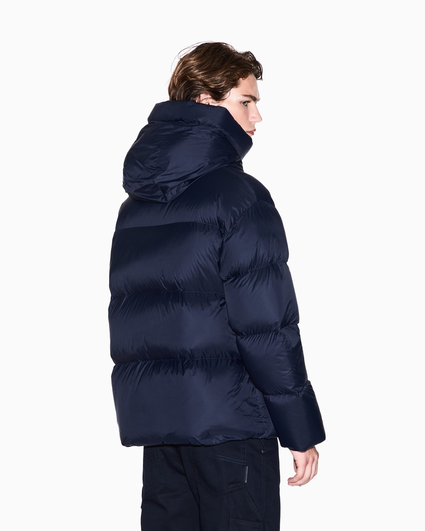 Satin hooded down jacket Slide 3