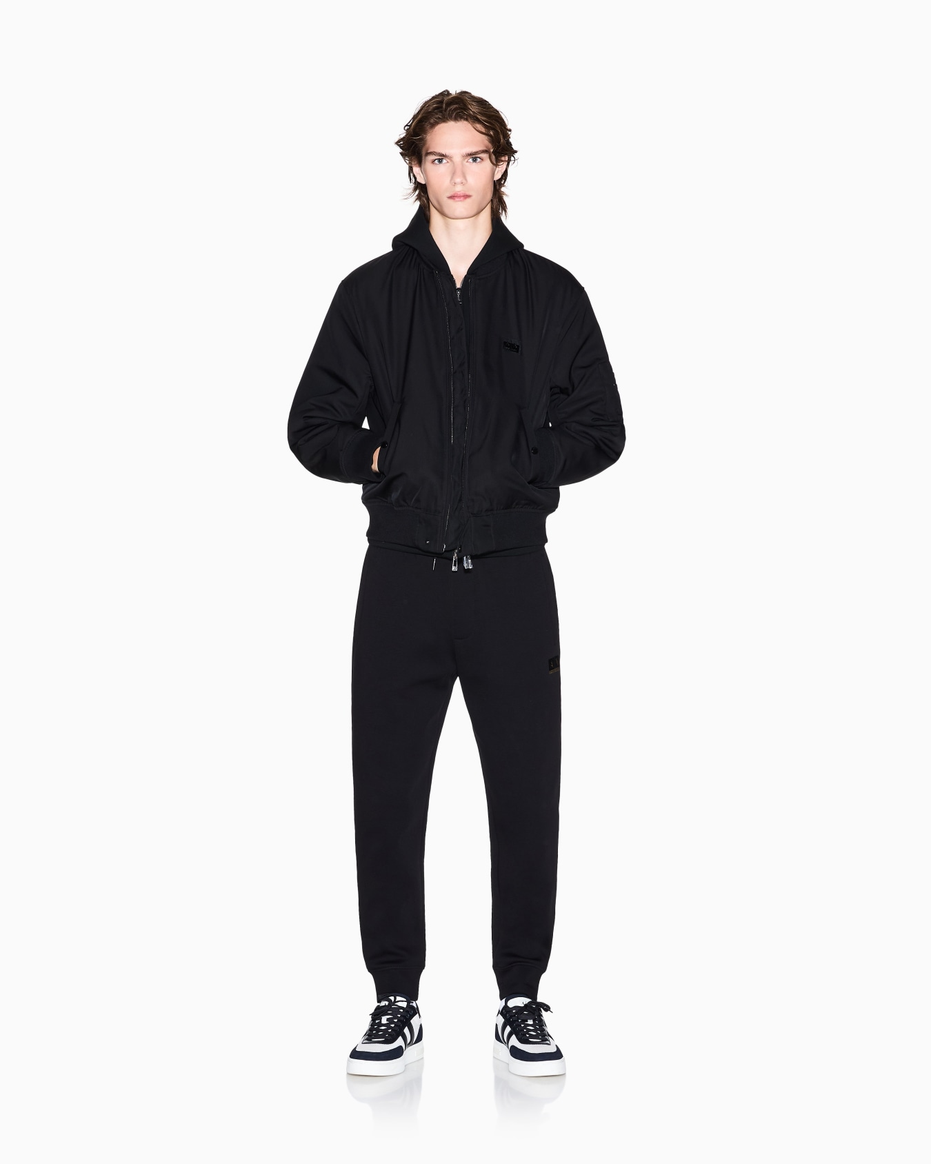 BLACK ZIP UP LOGO BOMBER JACKET Slide 2