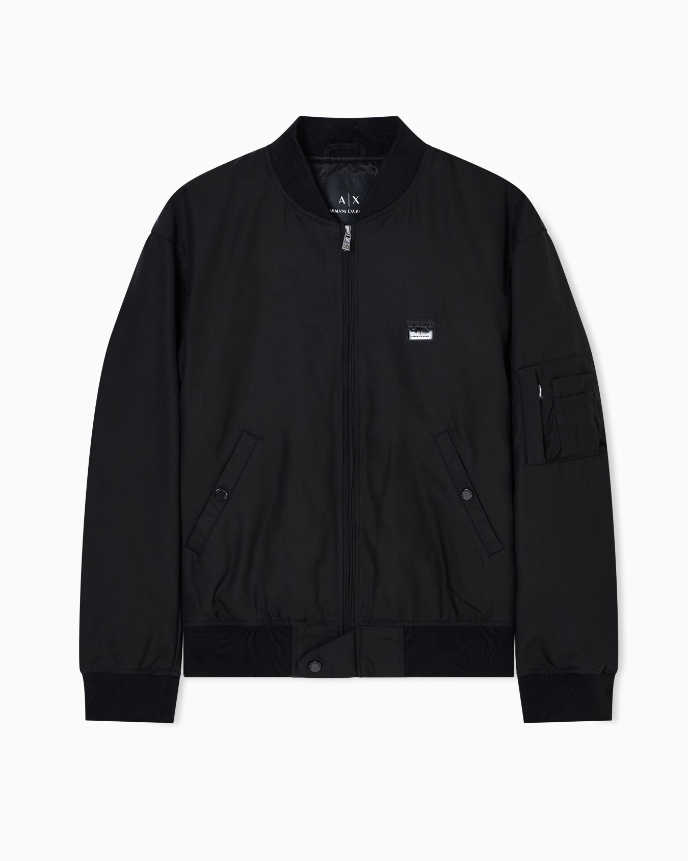BLACK ZIP UP LOGO BOMBER JACKET Slide 0