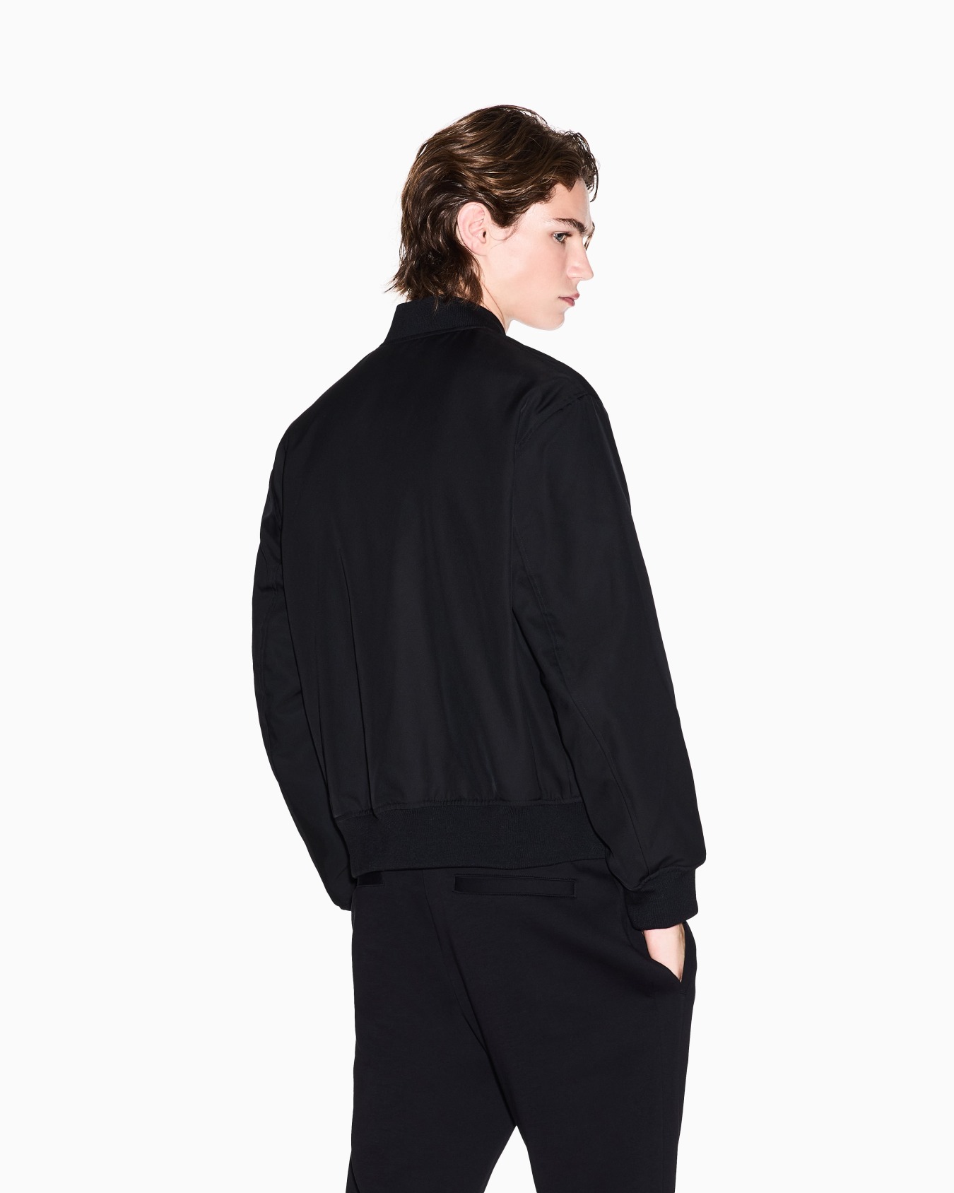 BLACK ZIP UP LOGO BOMBER JACKET Slide 3