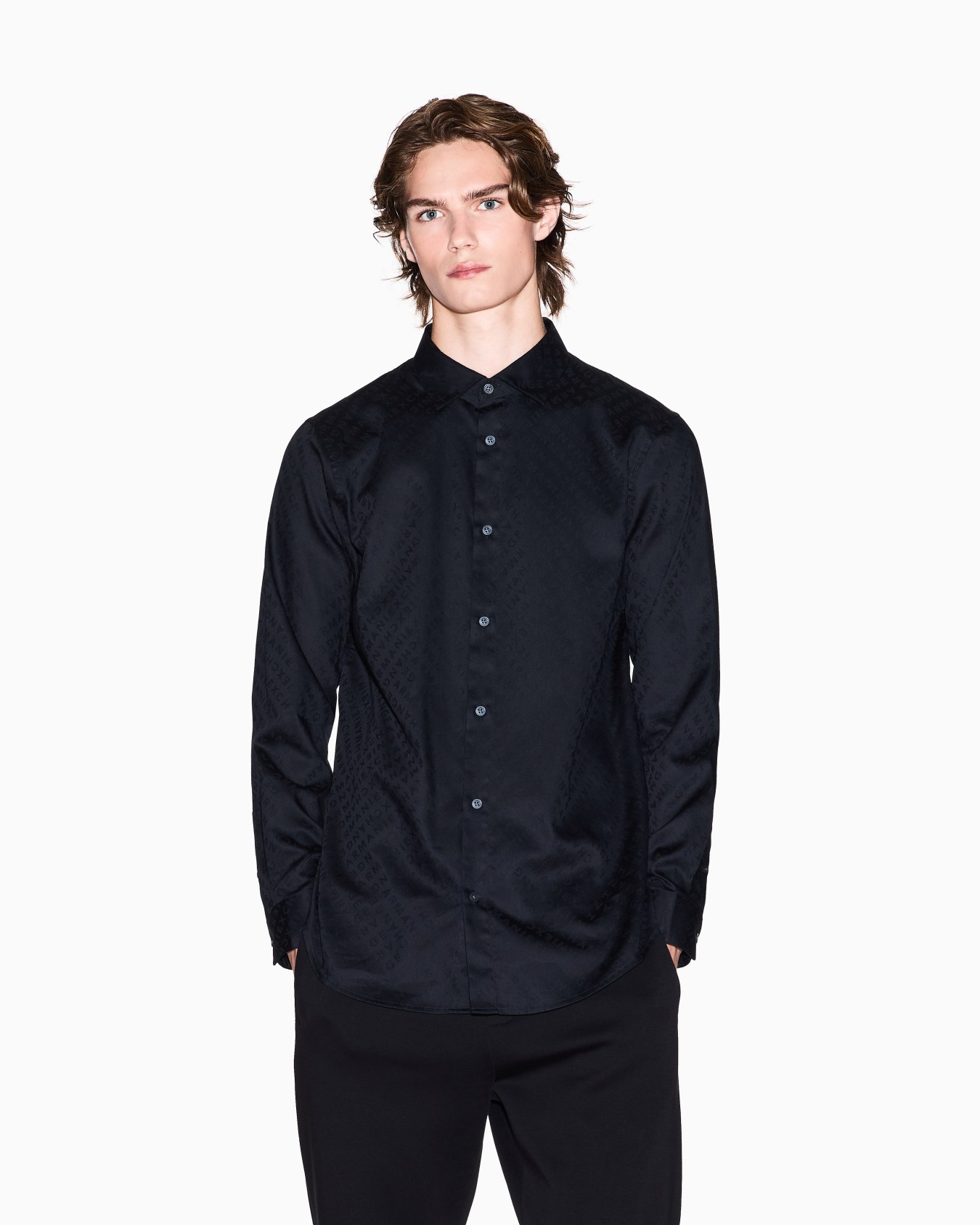 Regular fit shirt with allover logo Slide 3